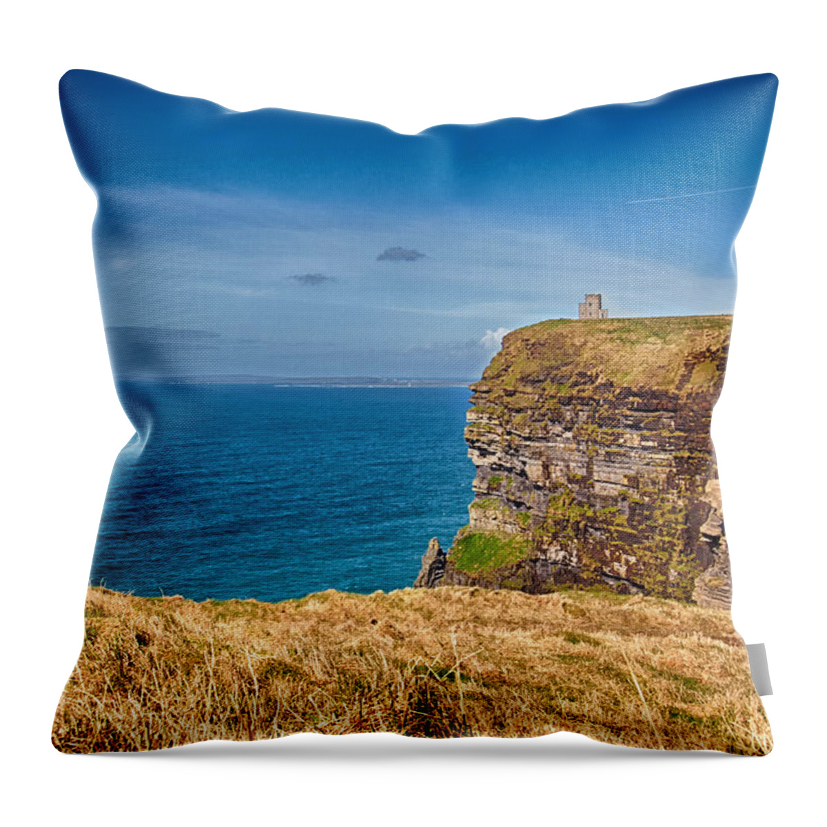 O'briens Tower Throw Pillow featuring the photograph O'Briens Tower - Cliffs of Moher - County Clare - Ireland by Bruce Friedman