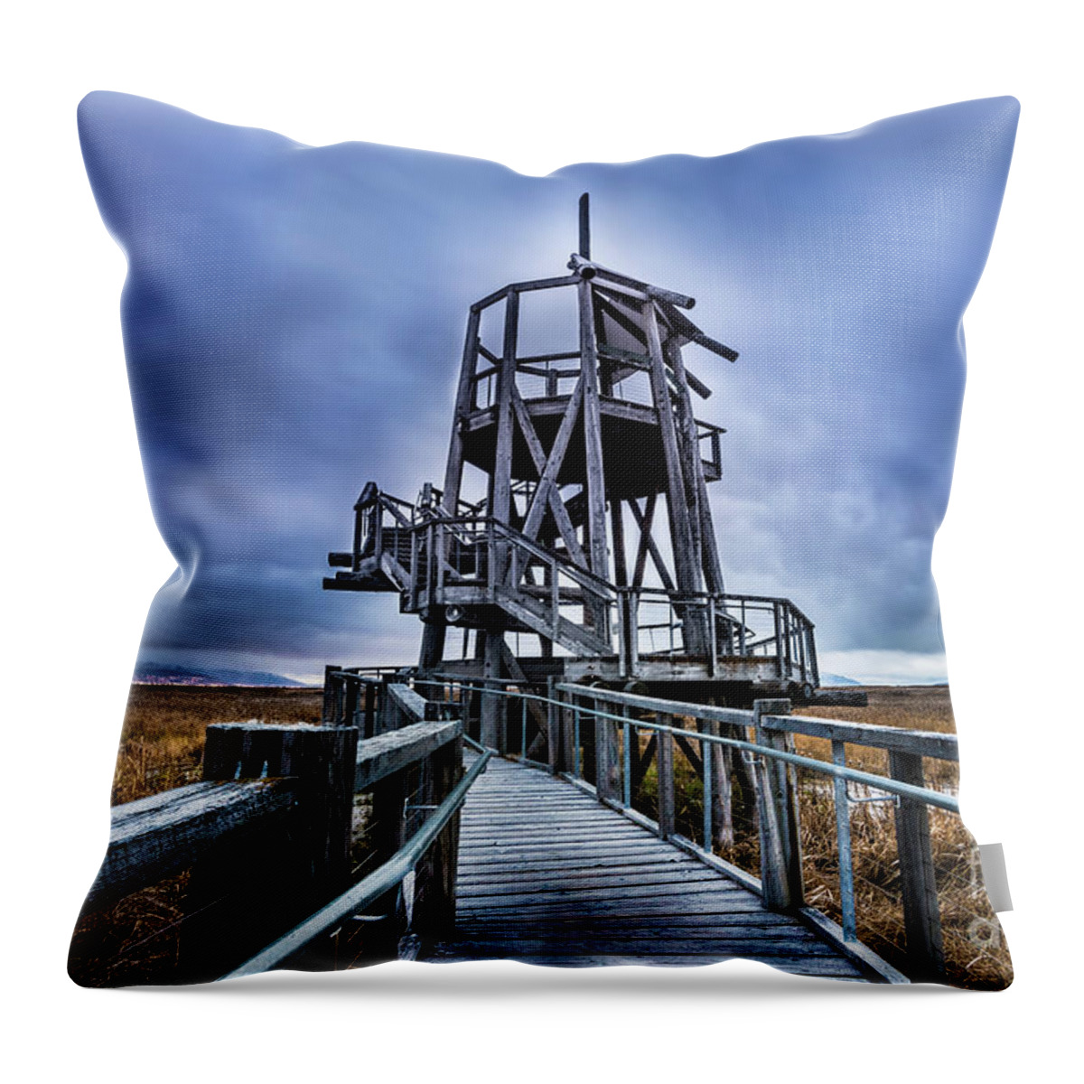 Utah Throw Pillow featuring the photograph Observation Tower - Great Salt Lake Shorelands Preserve by Gary Whitton
