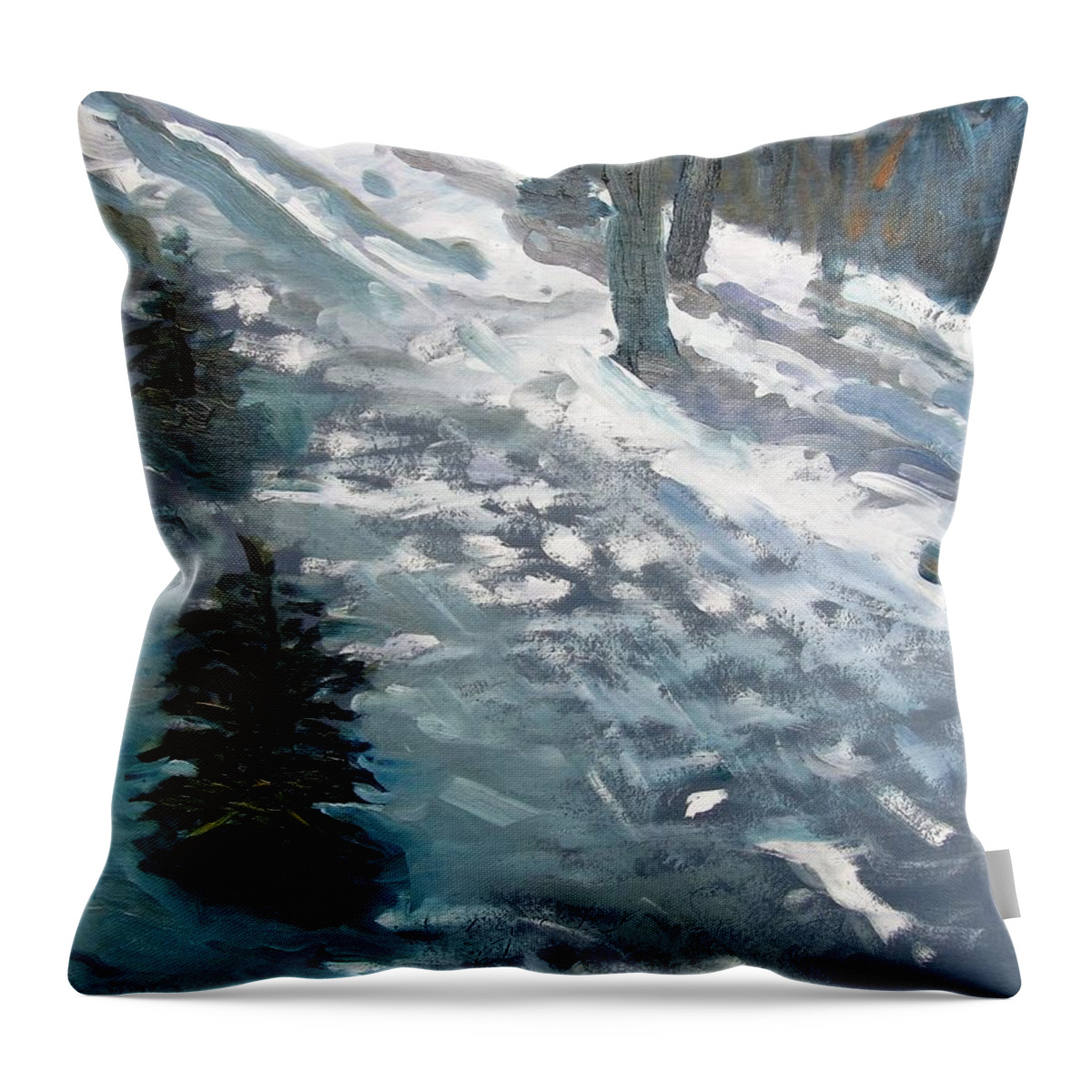 Snow Throw Pillow featuring the painting Observing Snow by Gary Coleman