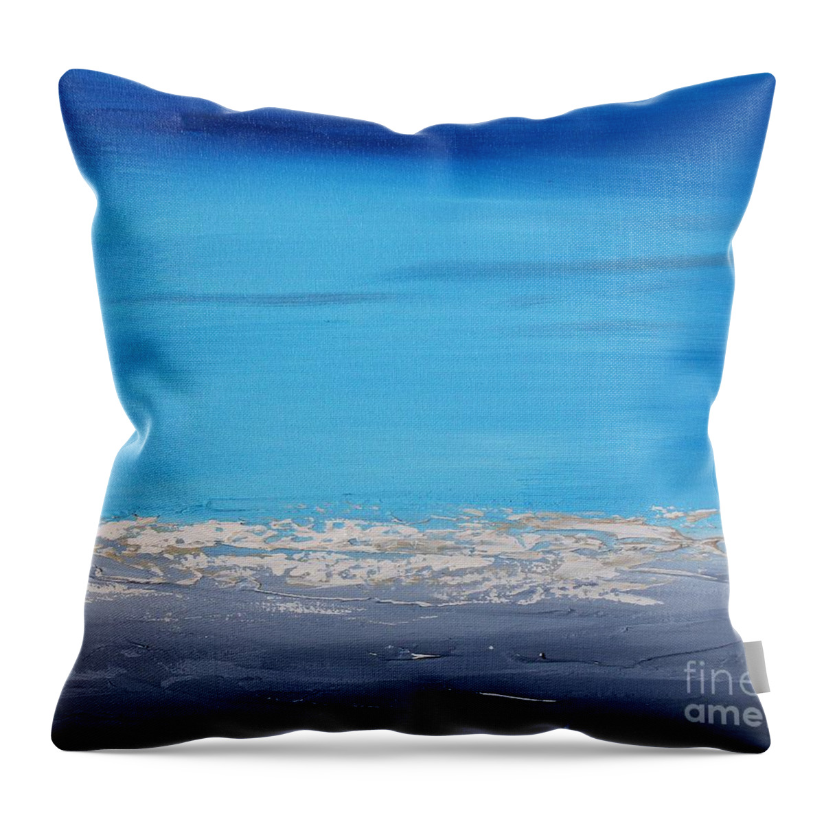 Blue Throw Pillow featuring the painting Ocean Blue 3 by Preethi Mathialagan