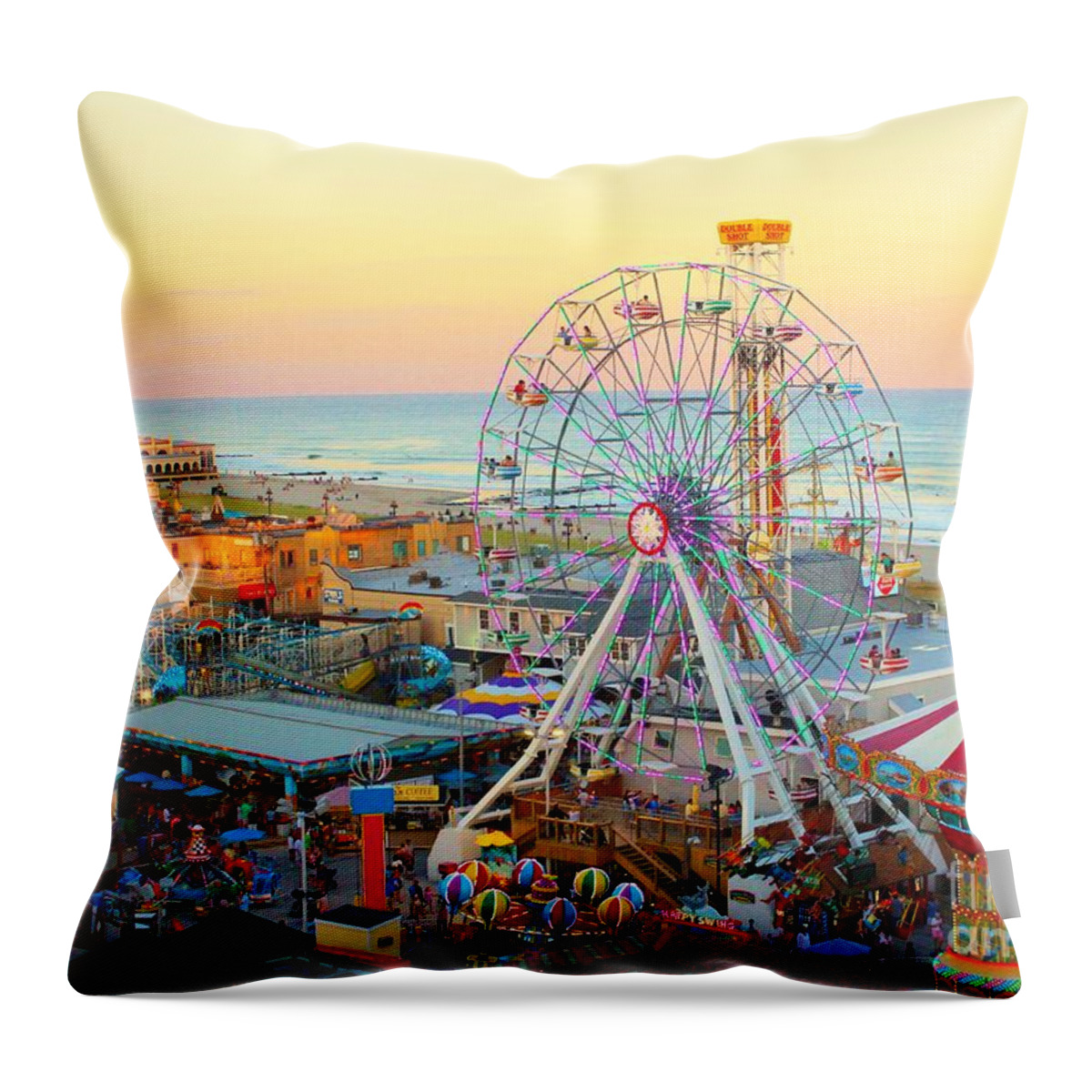 Ocean City Throw Pillow featuring the photograph Ocean City New Jersey Boardwalk by Beth Ferris Sale