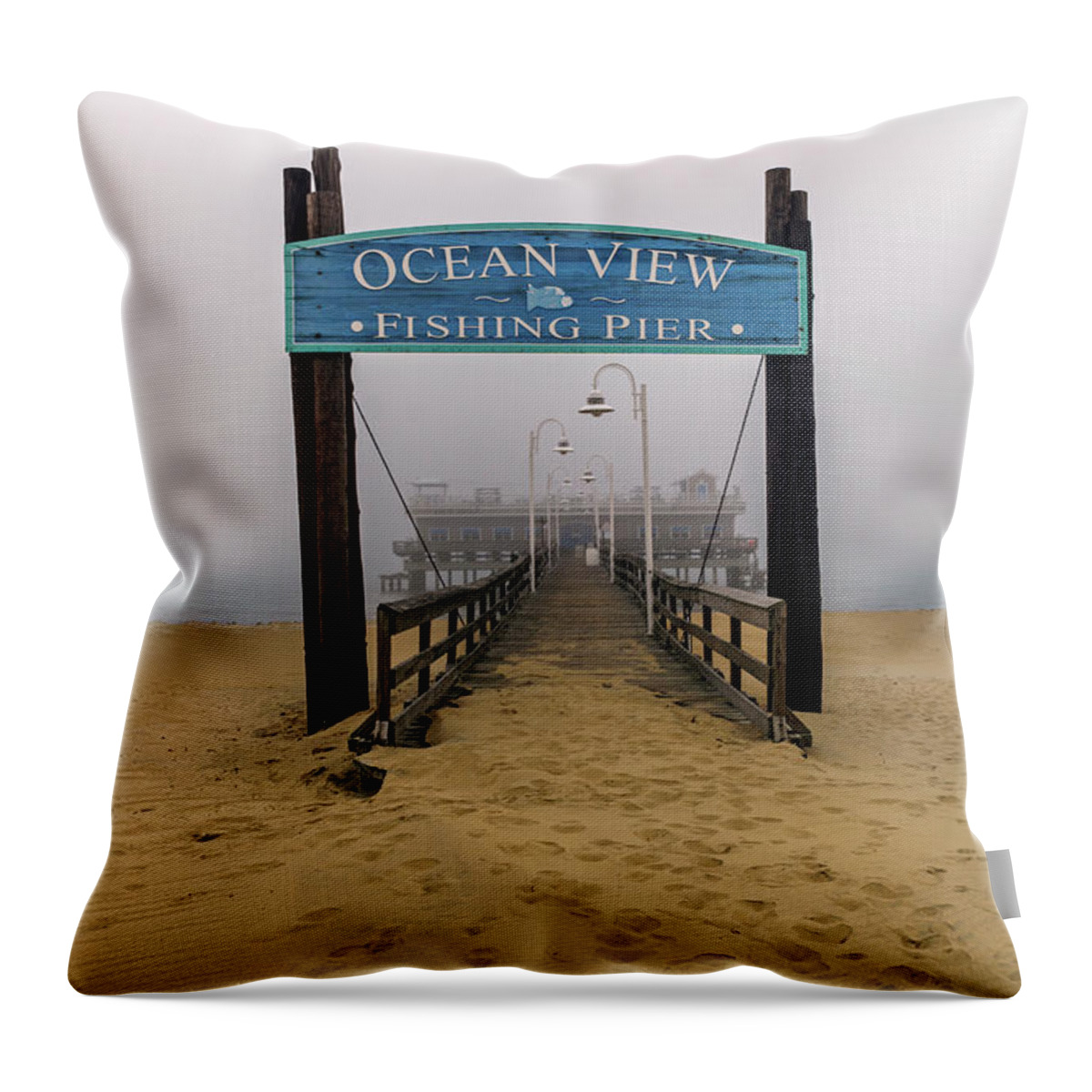 Ocean View Throw Pillow featuring the photograph Ocean View Pier by Jerry Gammon