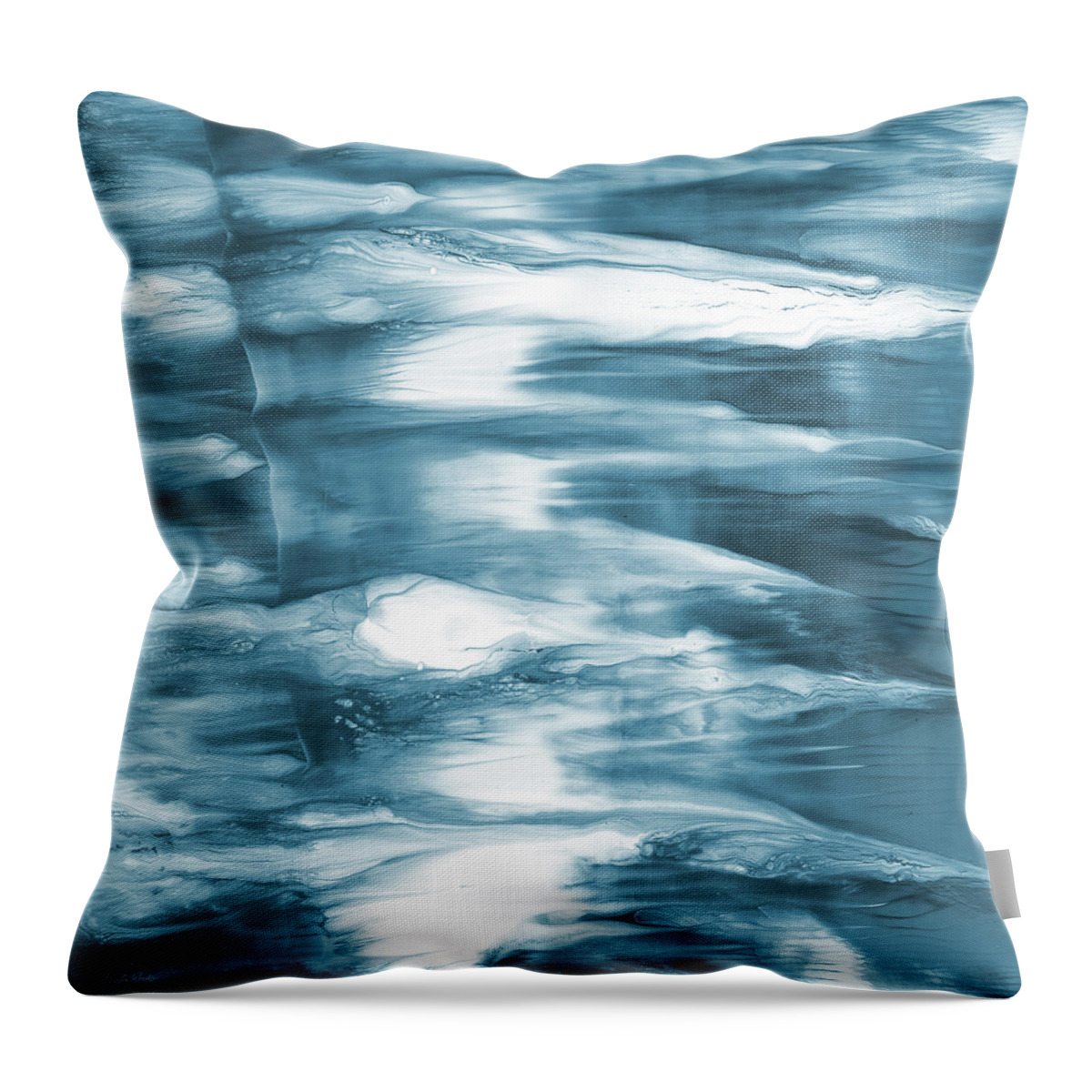 Ocean Throw Pillow featuring the mixed media Oceanside- Abstract Art by Linda Woods by Linda Woods