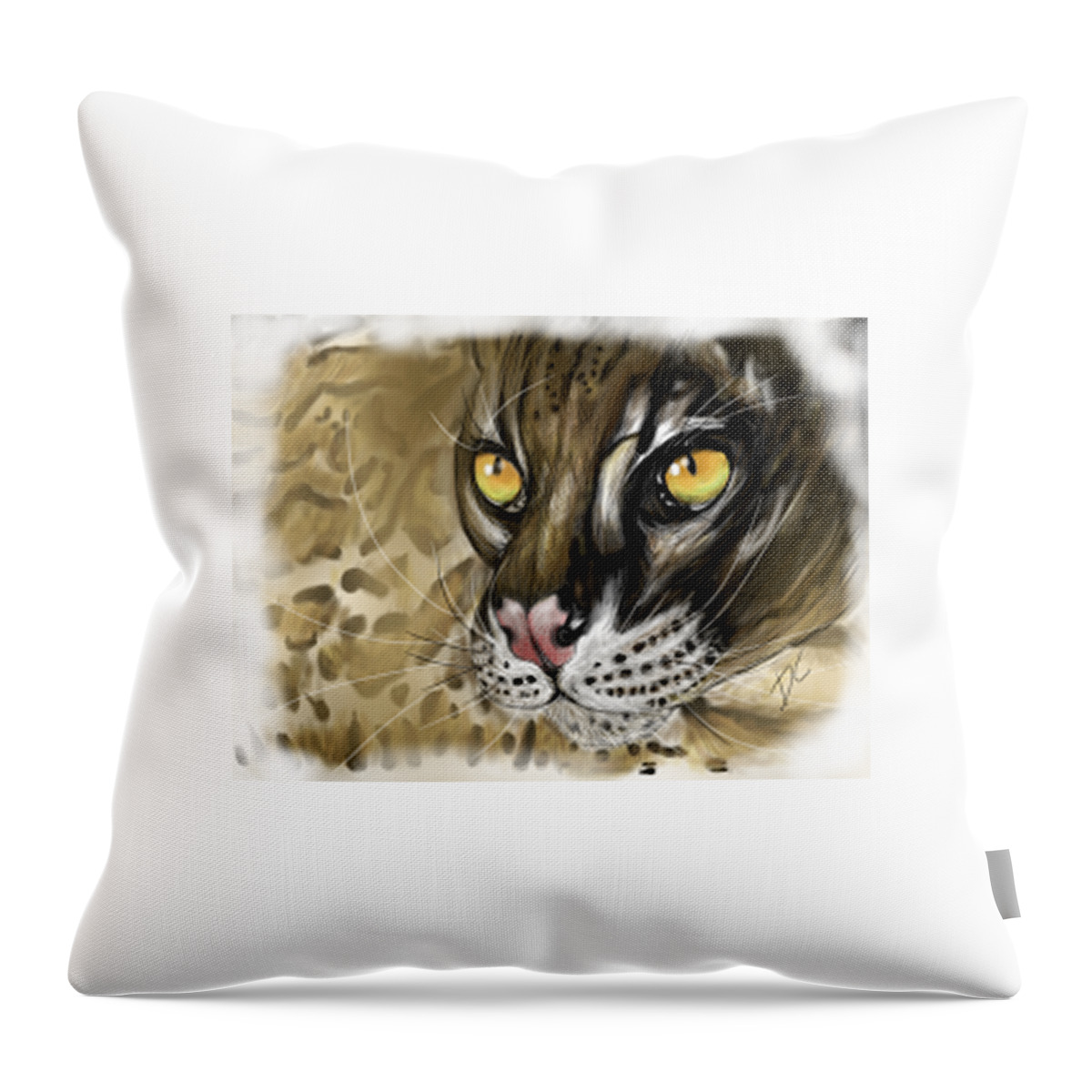 Feline Throw Pillow featuring the digital art Ocelot by Darren Cannell