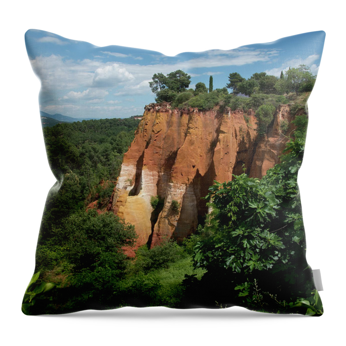 Roussillon Throw Pillow featuring the photograph Ochre Cliff by Wade Aiken
