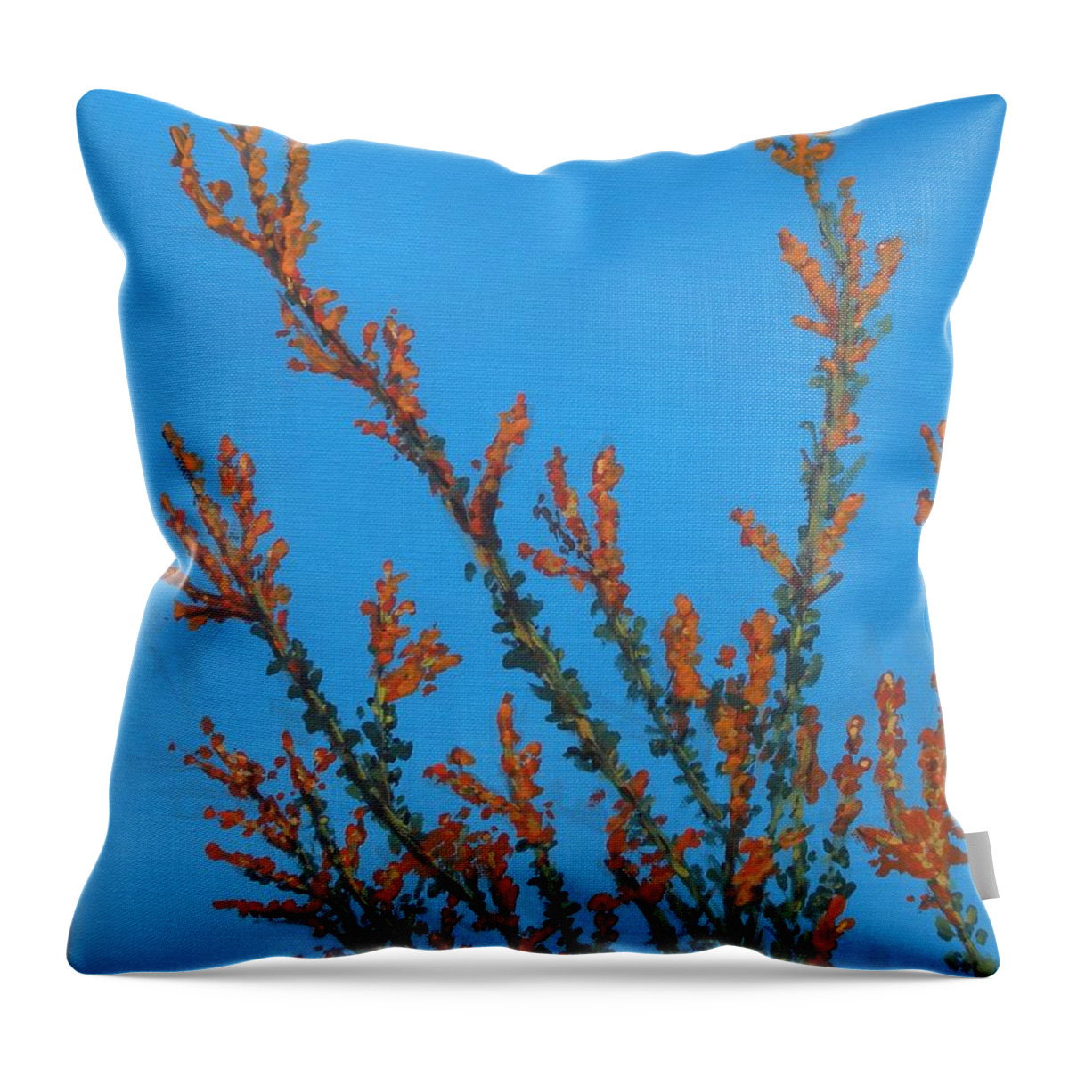 Floral Throw Pillow featuring the painting Ocotillo Cactus by Betty-Anne McDonald