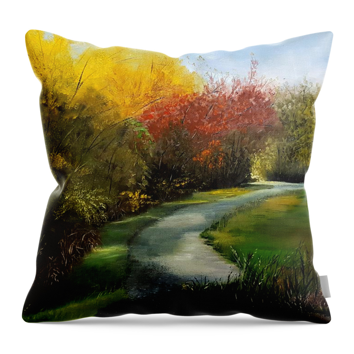 Autumn Color Throw Pillow featuring the painting October In The Park by Connie Rish