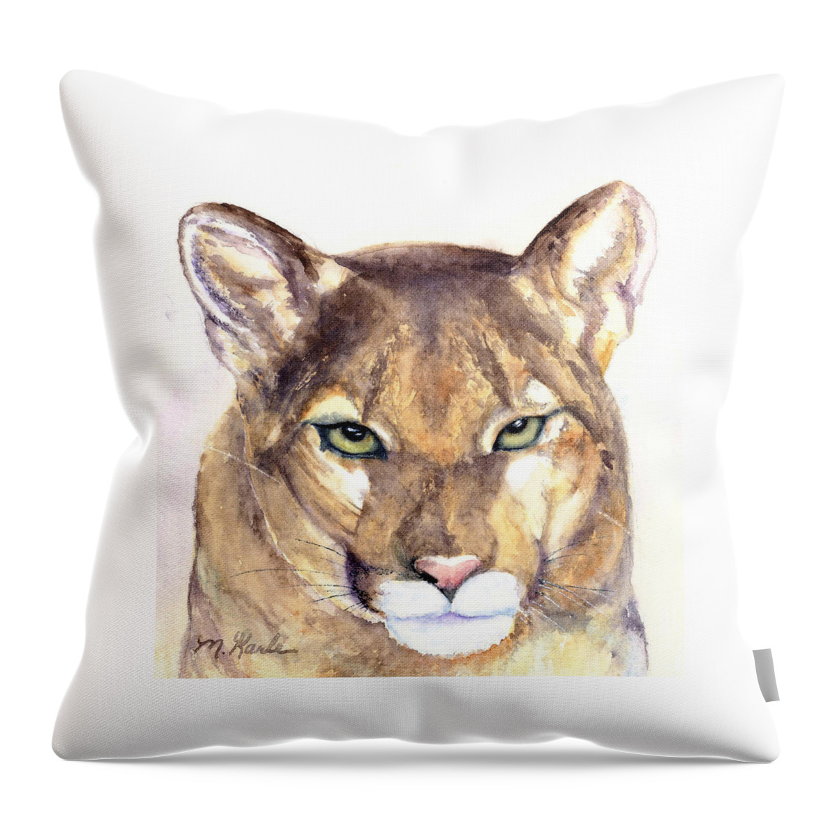 Mountain Lion Throw Pillow featuring the painting October Lion by Marsha Karle