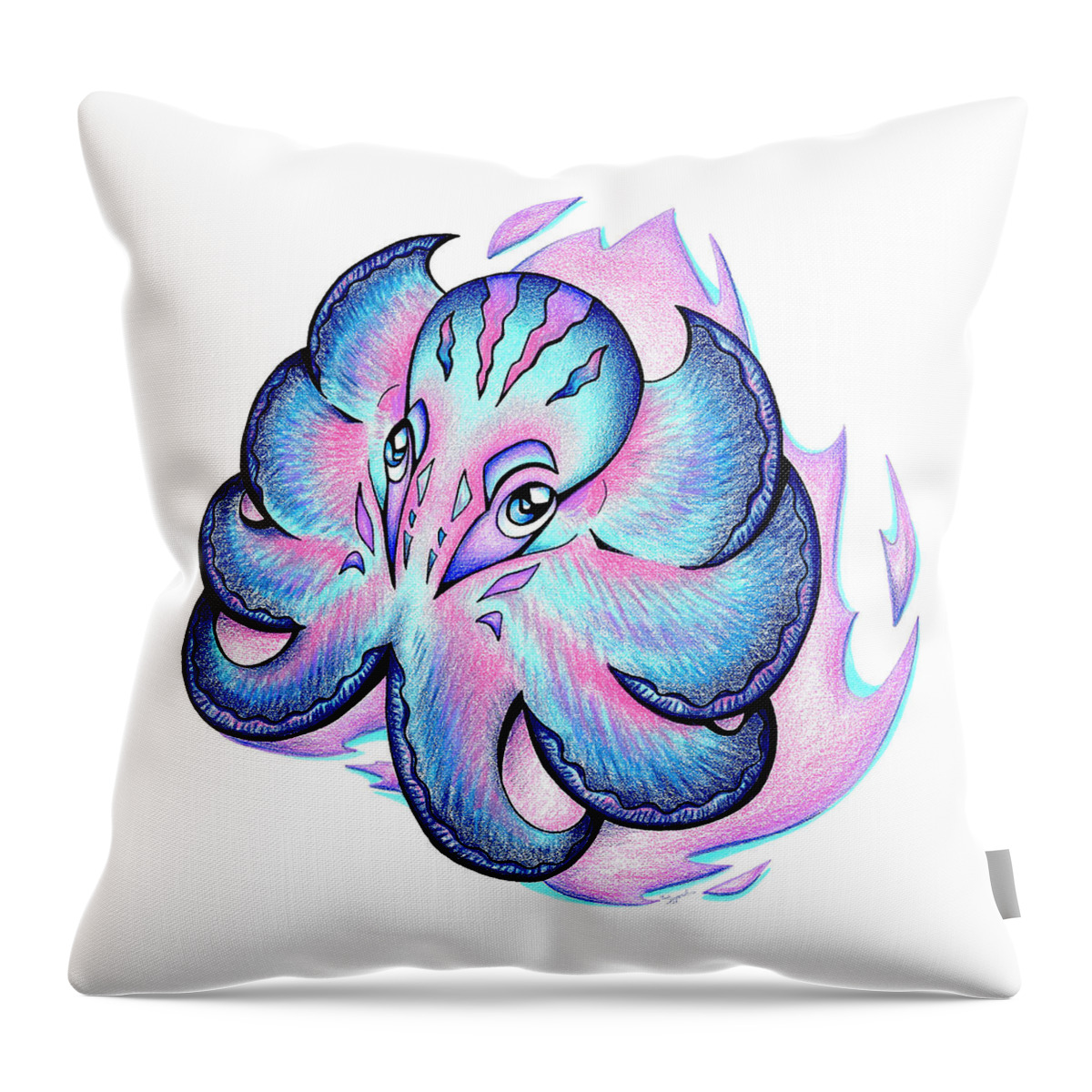 Octopus Throw Pillow featuring the drawing Octopus I by Sipporah Art and Illustration