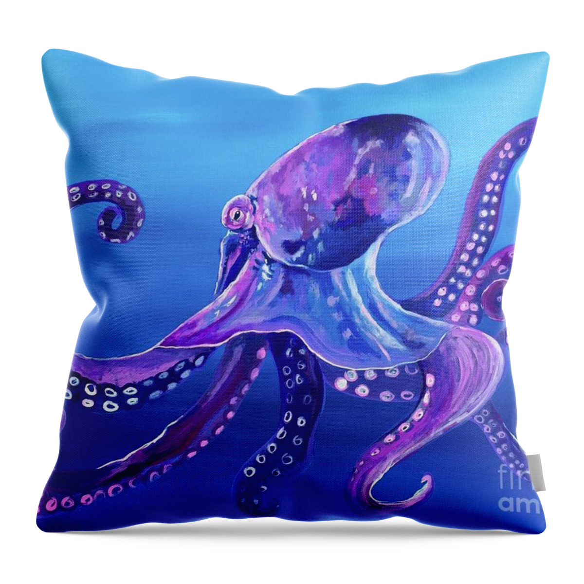 Octopus Throw Pillow featuring the painting Octopus by Kim Heil