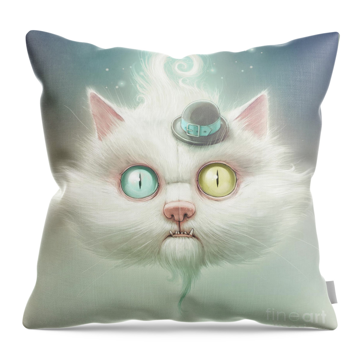 Kitty Throw Pillow featuring the painting Odd Kitty by Lukas Brezak