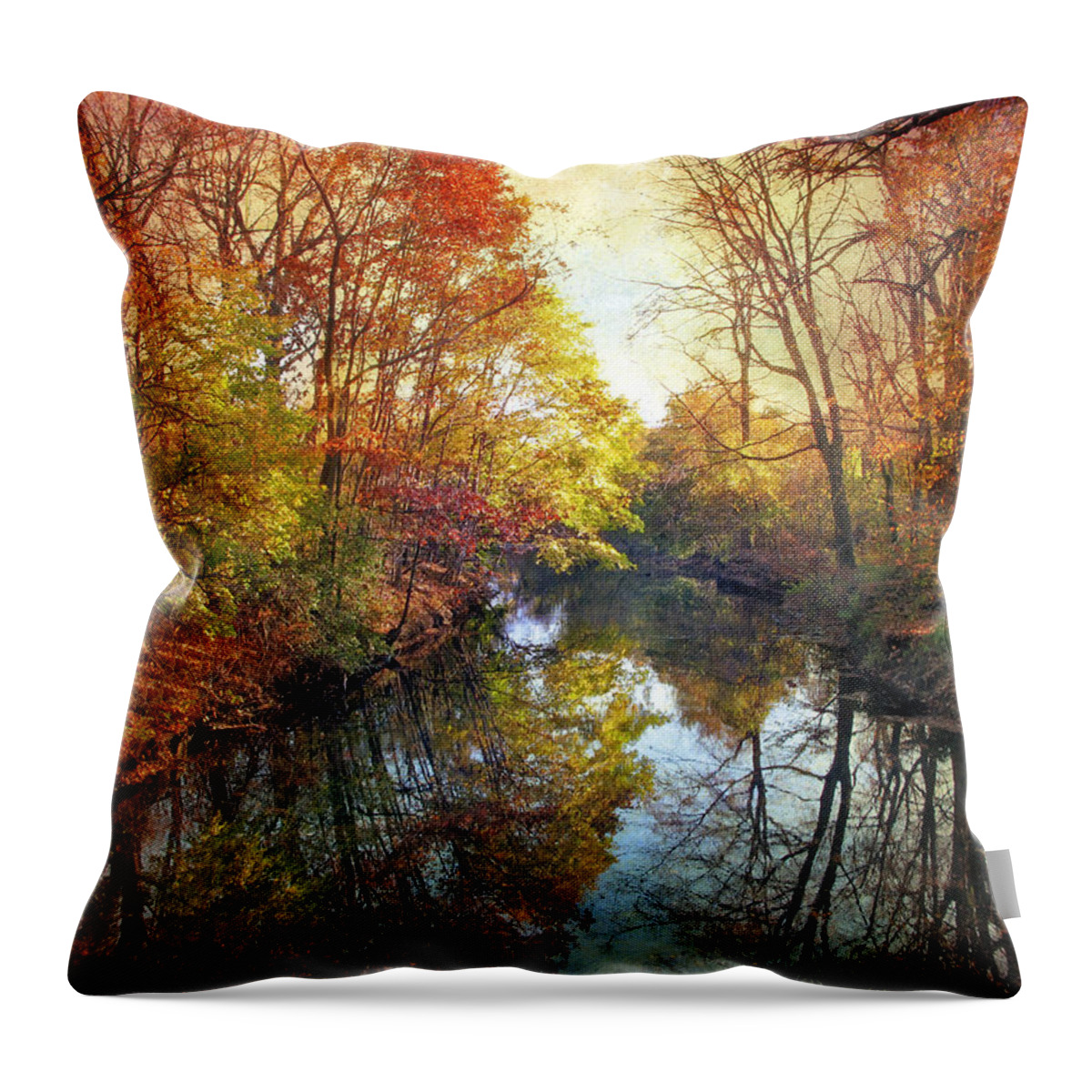 Riverbank Throw Pillow featuring the photograph Ode to Autumn by Jessica Jenney