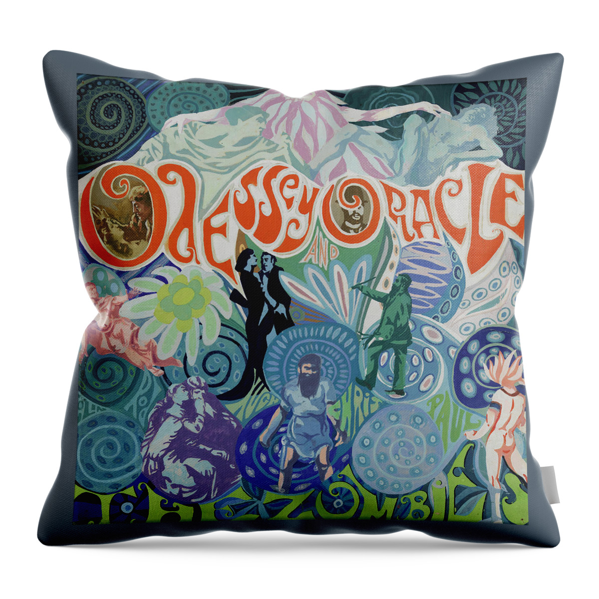 The Zombies Throw Pillow featuring the digital art Odessey and Oracle - Album Cover Artwork by The Zombies Official