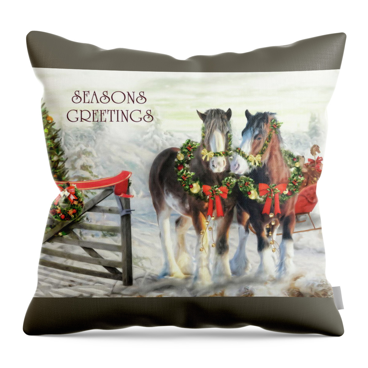 Christmas Throw Pillow featuring the digital art Of Christmas Past by Trudi Simmonds