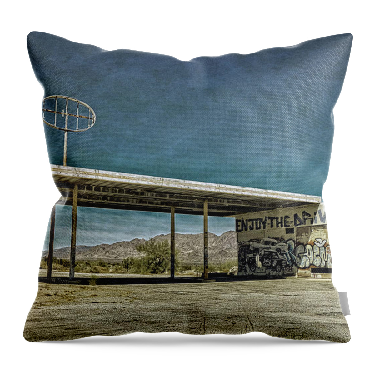 Desert Center Throw Pillow featuring the photograph Off Highway 10 by Sandra Selle Rodriguez