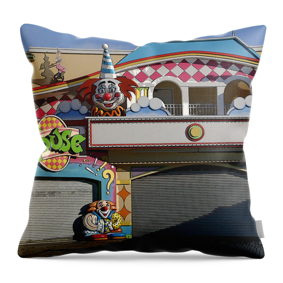 Landscape Throw Pillow featuring the photograph Off Season Boardwalk by Mary Haber