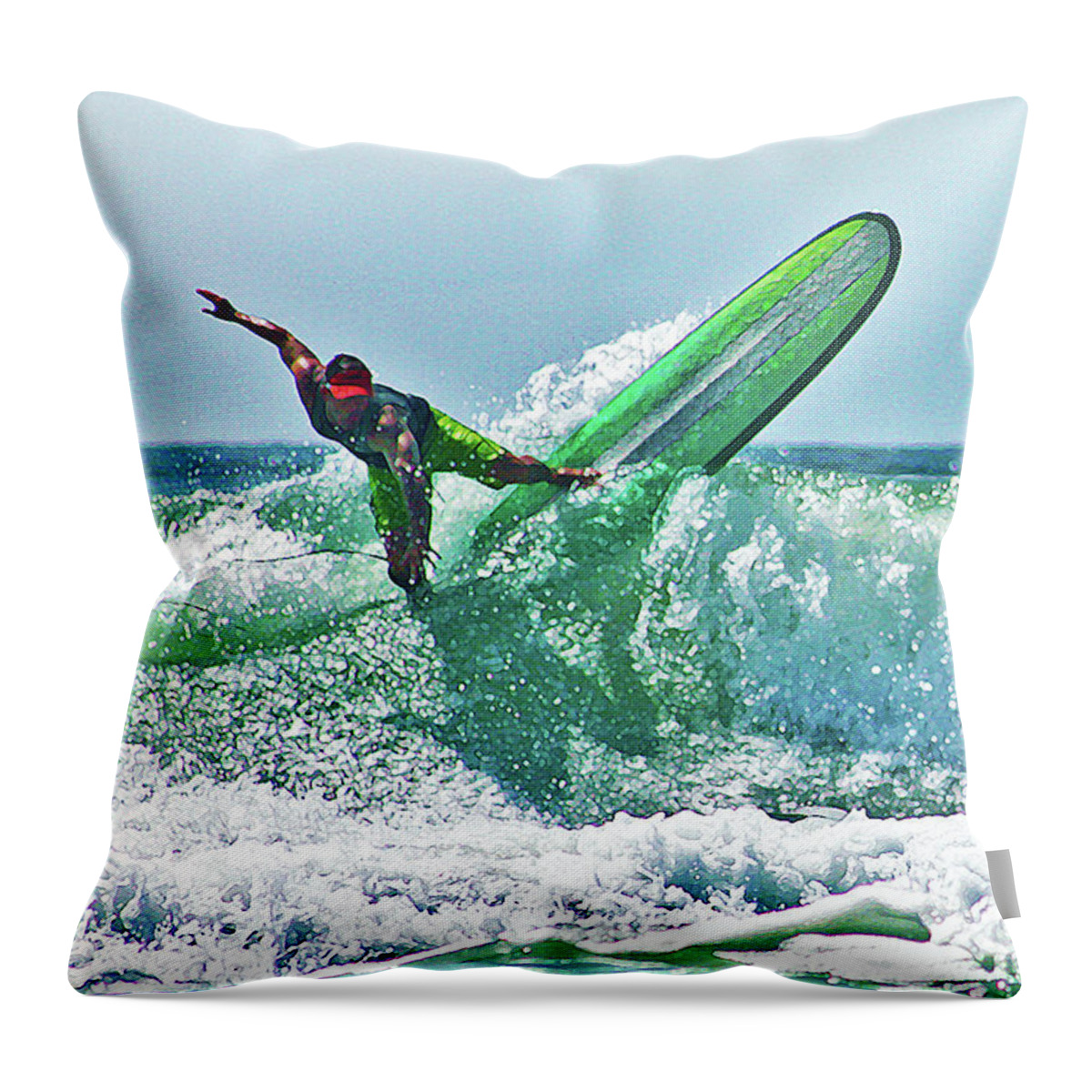 Longboard Throw Pillow featuring the digital art Off the Top by William Love