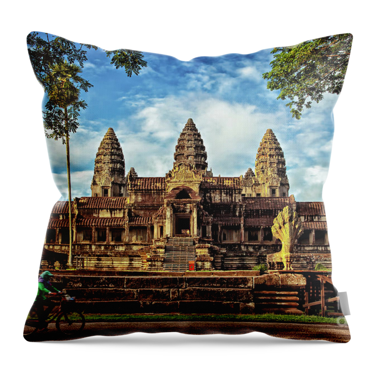 Angkor Wat Throw Pillow featuring the photograph Off to the Side in Angkor Wat Temple, Siem Reap Province, Cambodia by Sam Antonio