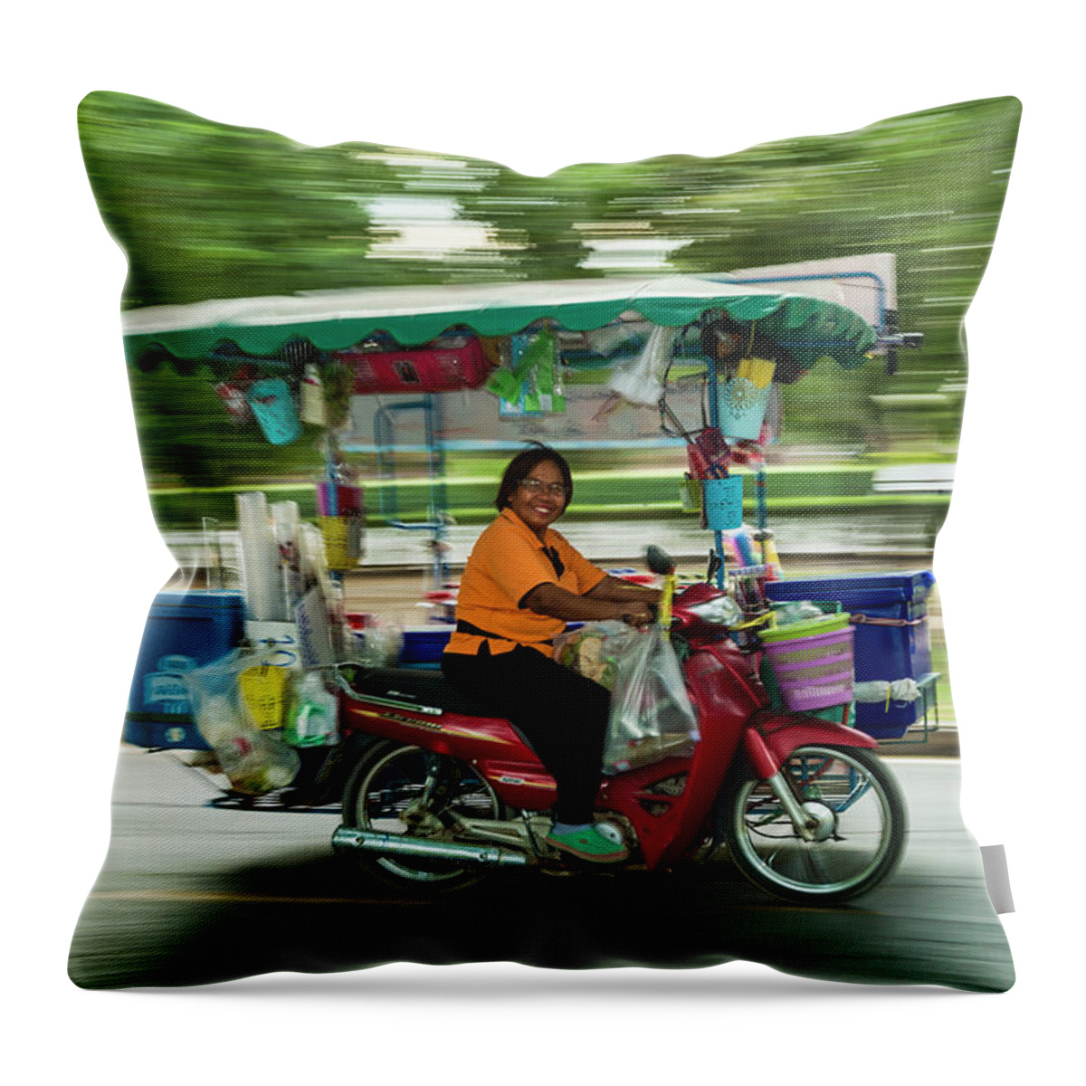 Thailand Throw Pillow featuring the photograph Off to Work by Dan McGeorge