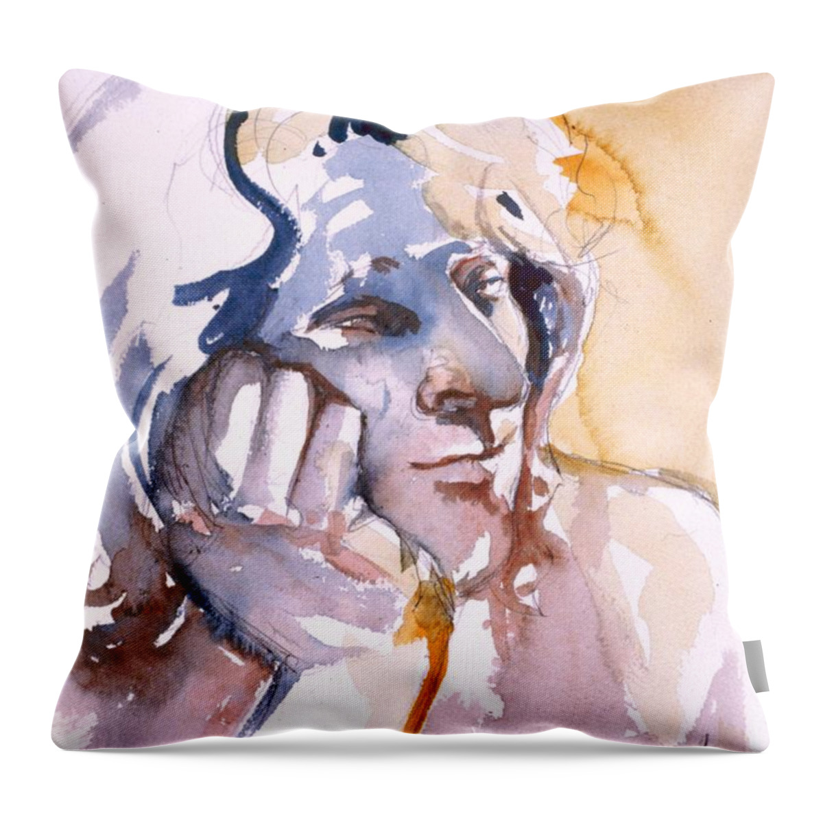 Headshot Throw Pillow featuring the painting Ogden 2 by Barbara Pease