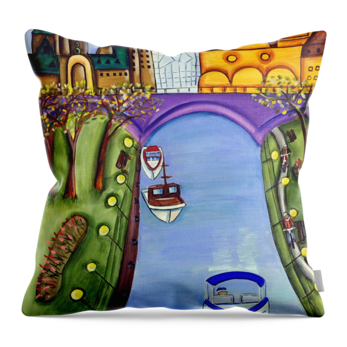 Abstract Throw Pillow featuring the painting Oh Canada by Heather Lovat-Fraser