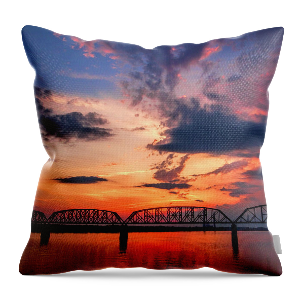 Ohio River Throw Pillow featuring the photograph Ohio River Sunset by Diana Powell