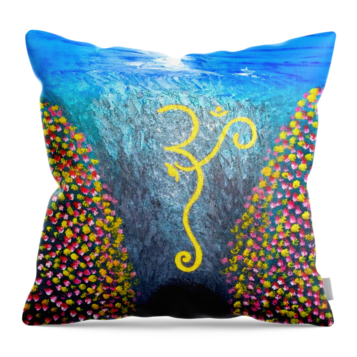 Contemporary Abstract Throw Pillow featuring the painting OHM by Piety Dsilva