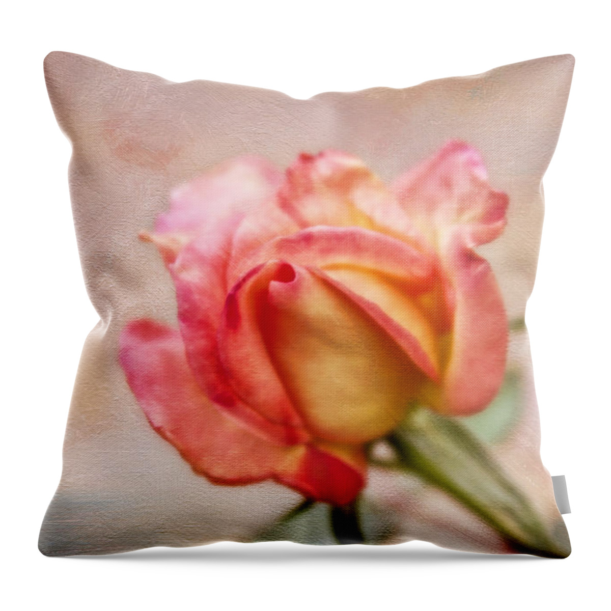 Rose Throw Pillow featuring the photograph Oil Painted Rose by Joan Bertucci