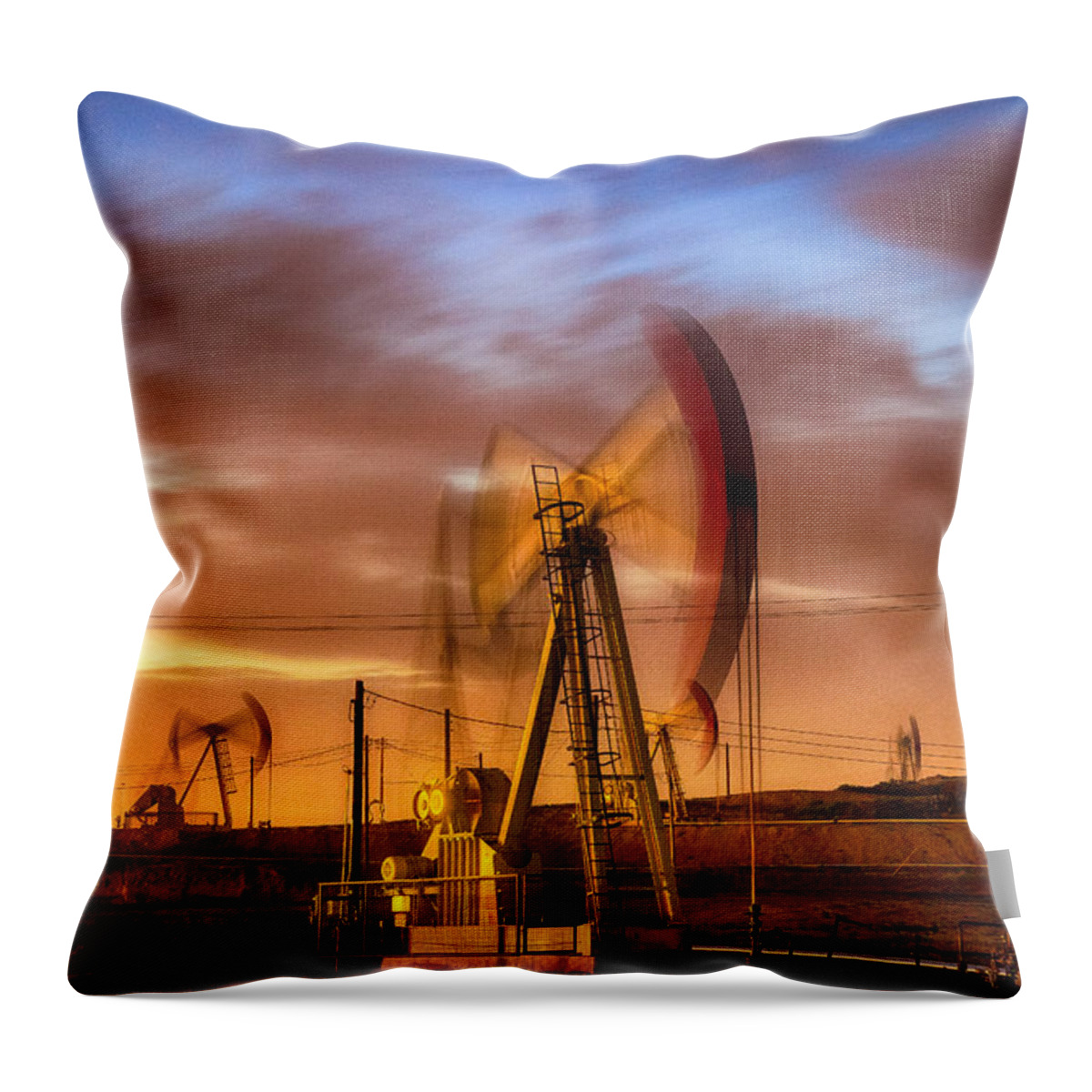 Oil Rig Throw Pillow featuring the photograph Oil Rig 1 by Anthony Michael Bonafede