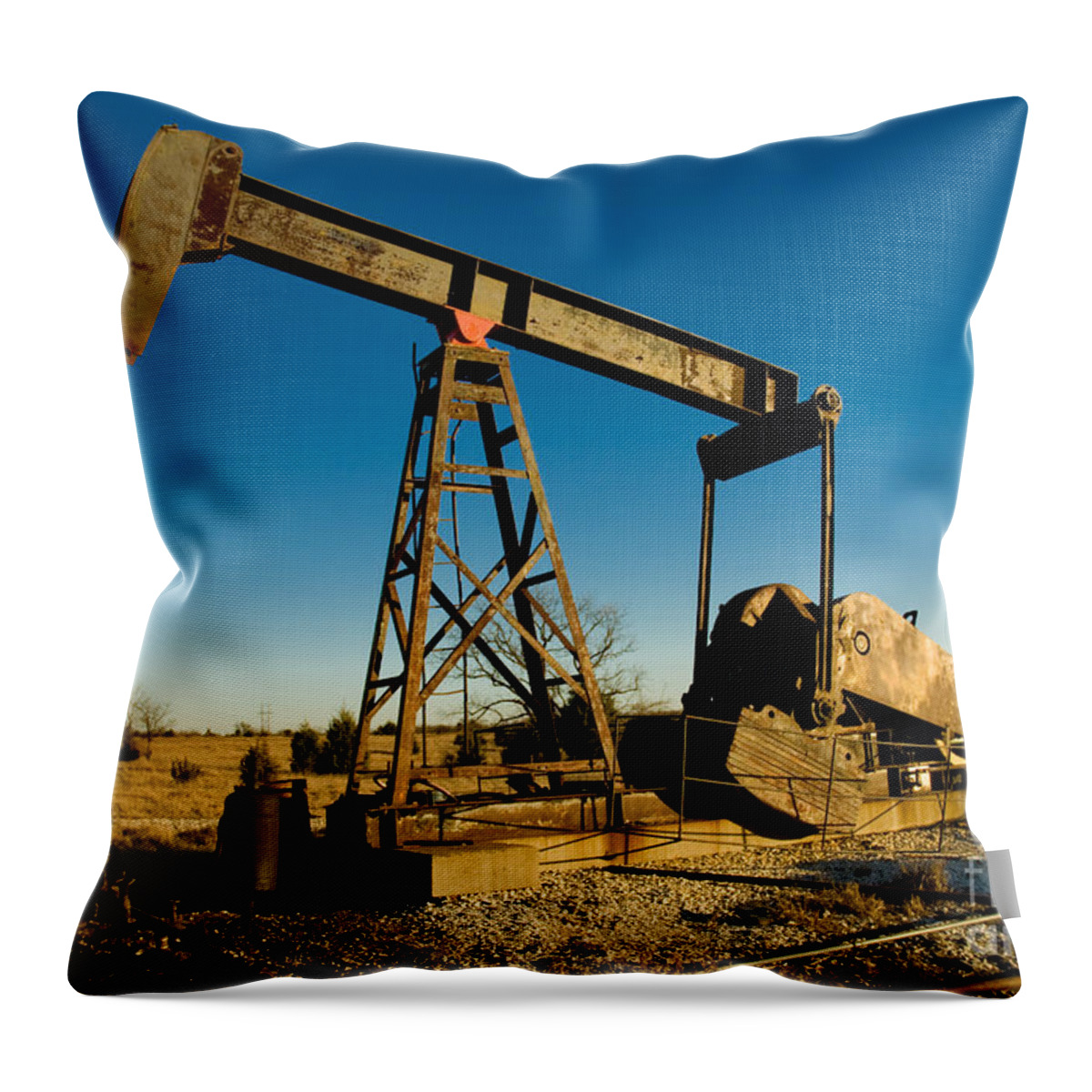 Crude Oil Throw Pillow featuring the photograph Oil Rig by Anthony Totah