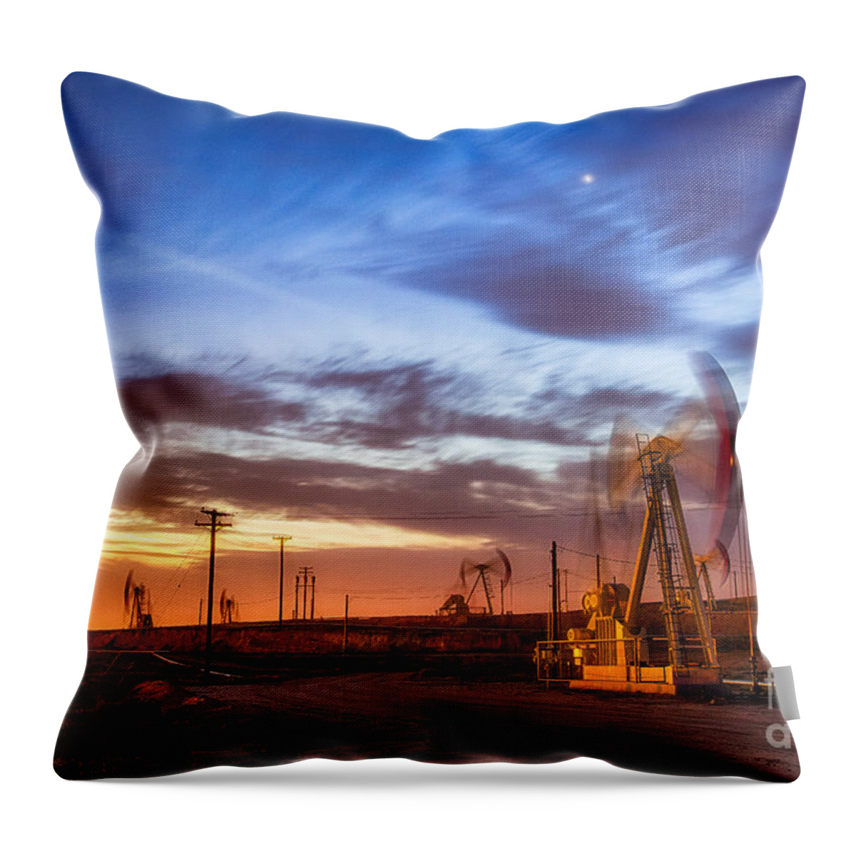 Oil Rig Throw Pillow featuring the photograph Oil Rigs 3 by Anthony Michael Bonafede
