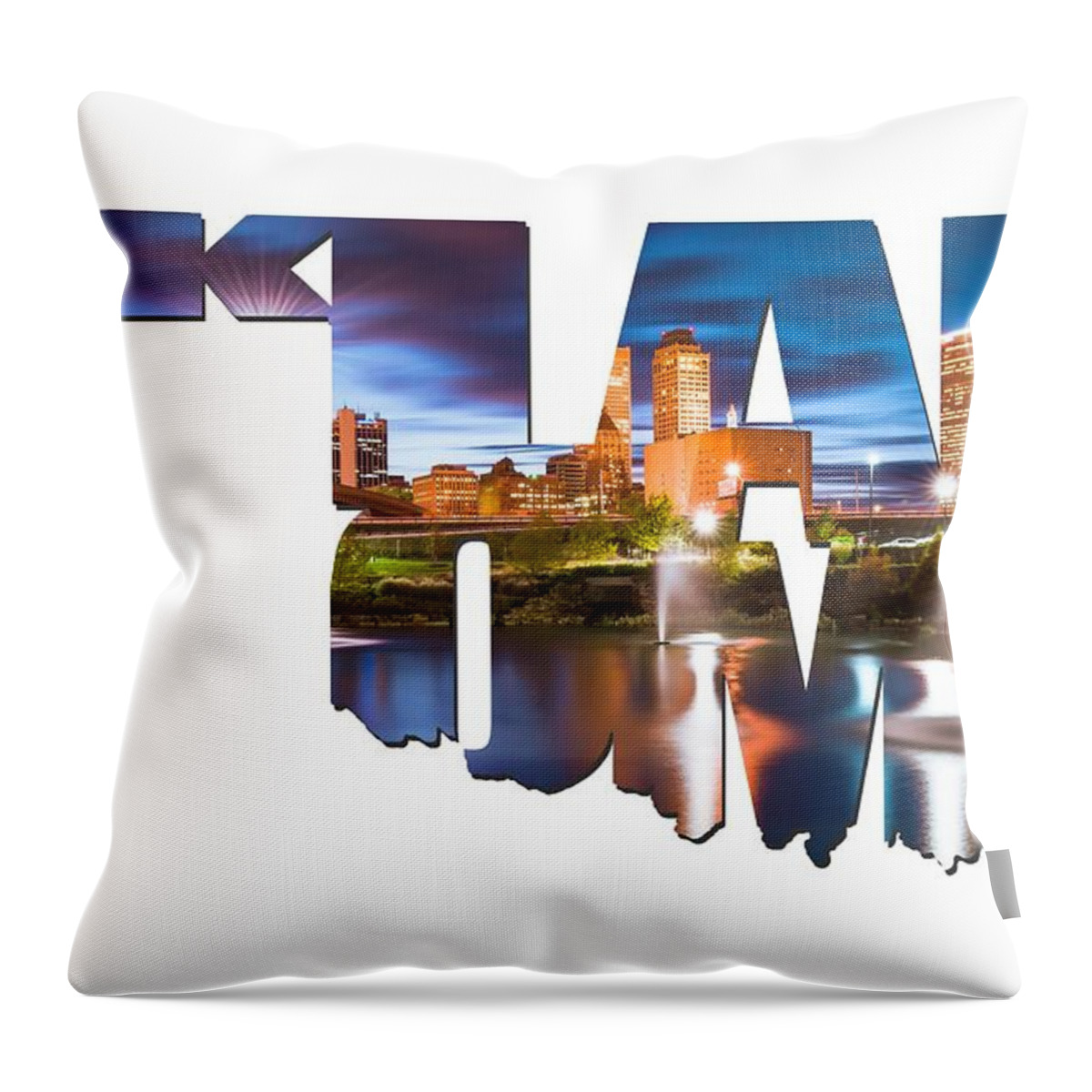 Tulsa Throw Pillow featuring the photograph Oklahoma Typographic Letters - Tulsa on the Water by Gregory Ballos