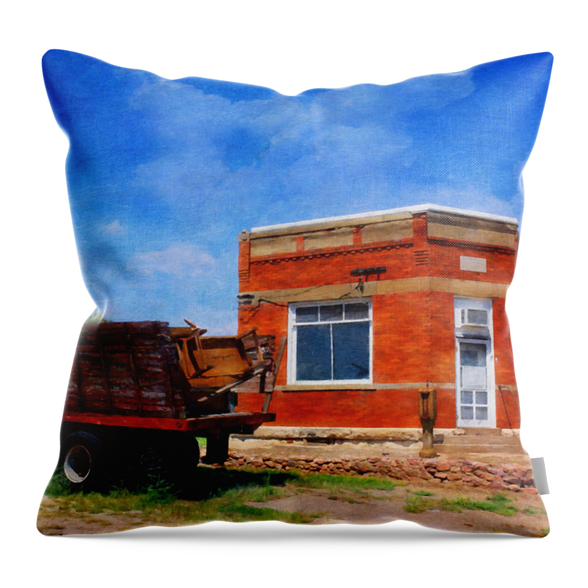 Fina Gas Stations Throw Pillow featuring the photograph Old and Abandoned Fina Gas Station by Anna Louise