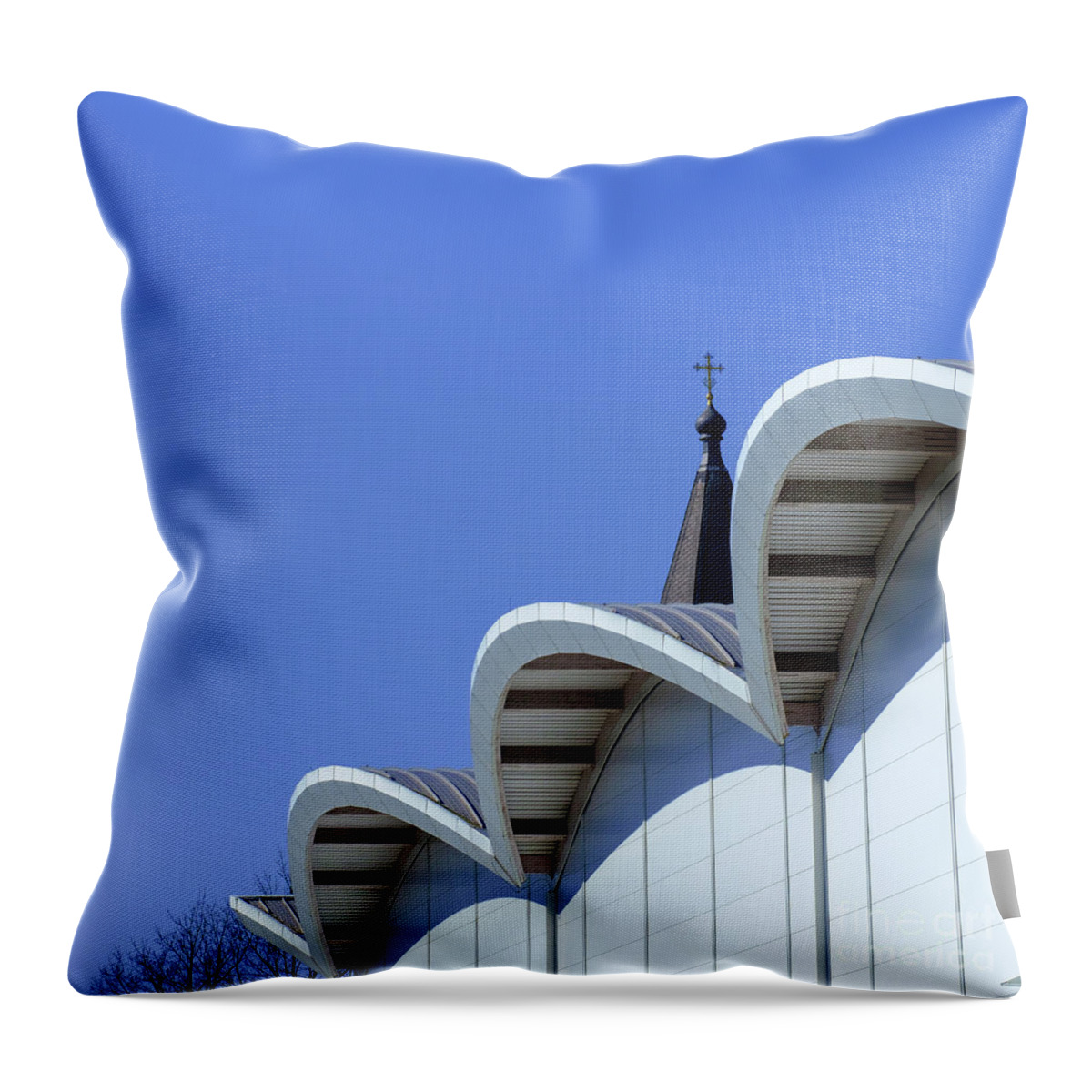 Old And Modern In City By Marina Usmanskaya Throw Pillow featuring the photograph Old and modern in city by Marina Usmanskaya