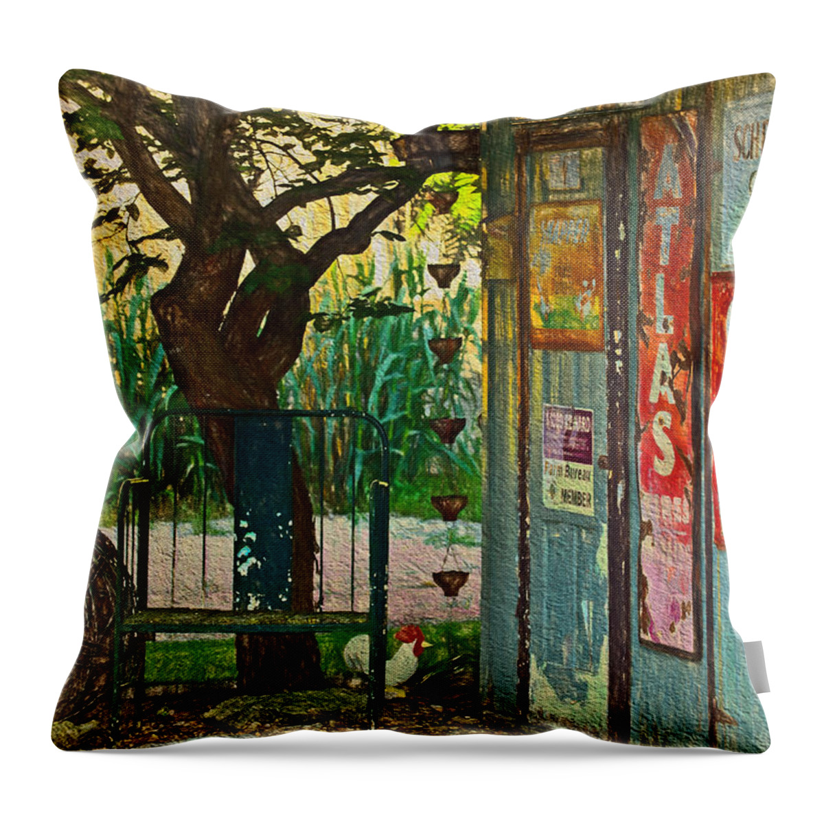 Yard Art Throw Pillow featuring the photograph Old and Used Yard Decor by Anna Louise