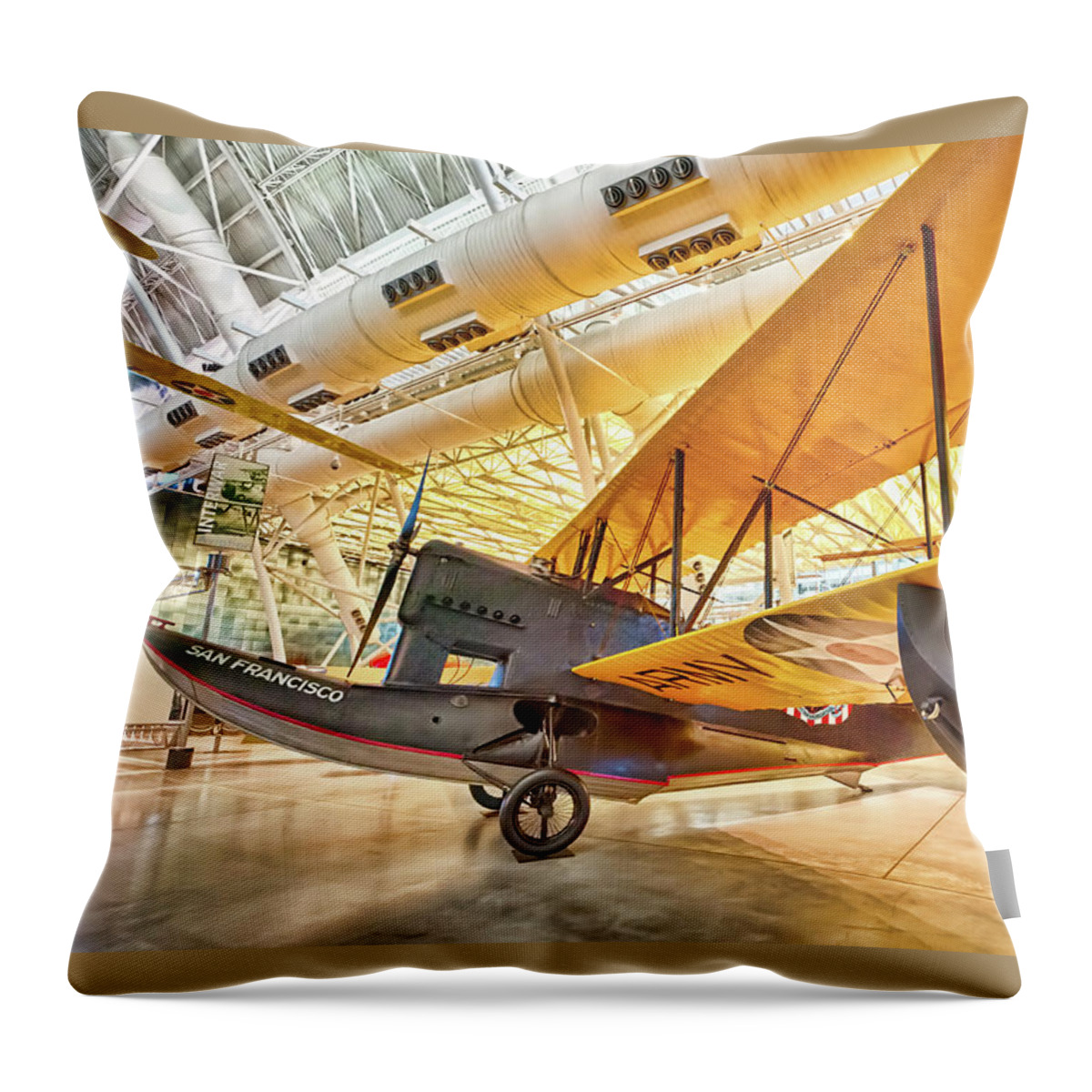 Virginia Throw Pillow featuring the photograph Old Army Biplane by Lara Ellis