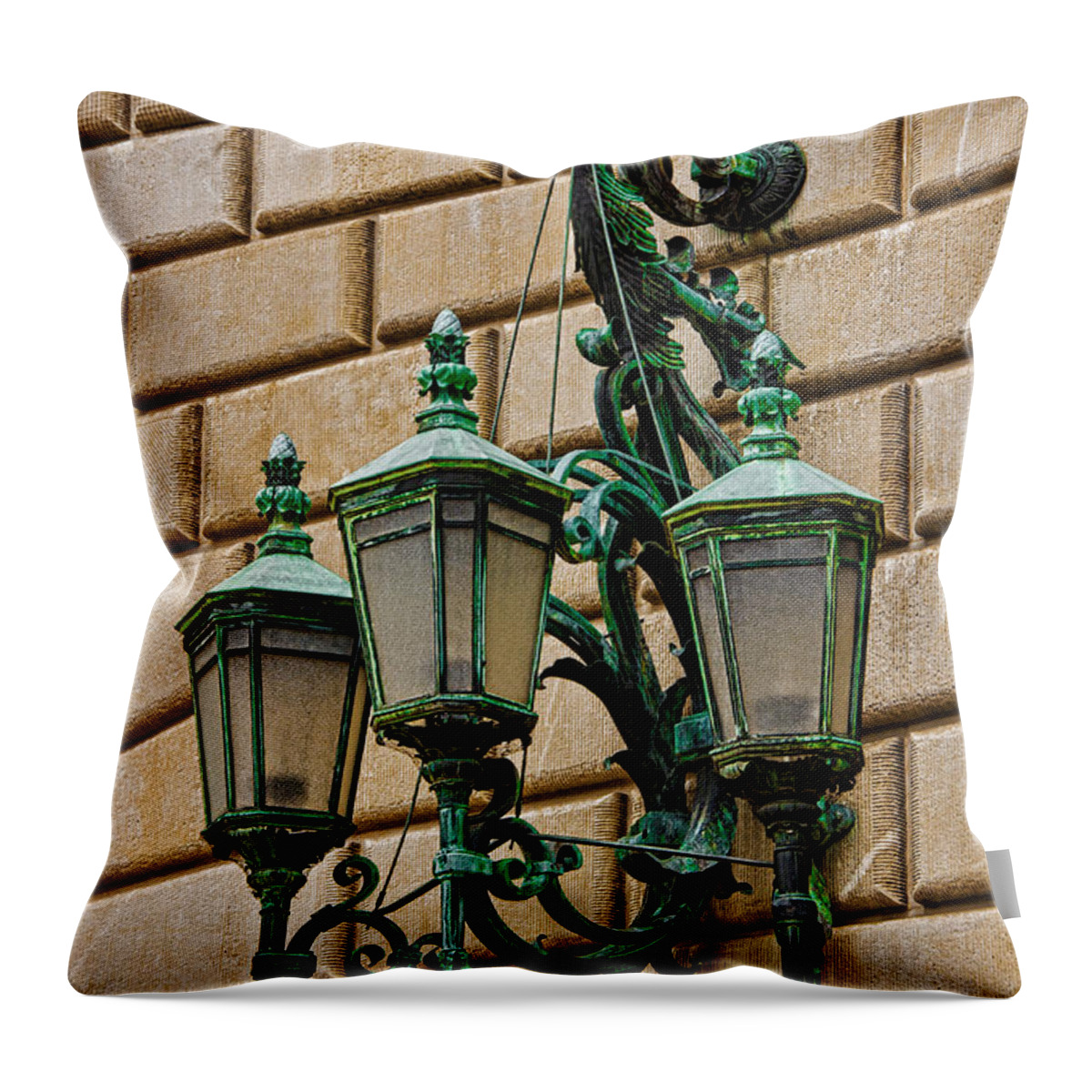Light Throw Pillow featuring the photograph Old Brass Lighting by Christopher Holmes