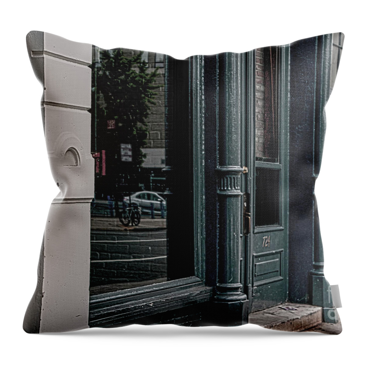 Philadelphia Throw Pillow featuring the photograph Old Building Front by Sandy Moulder
