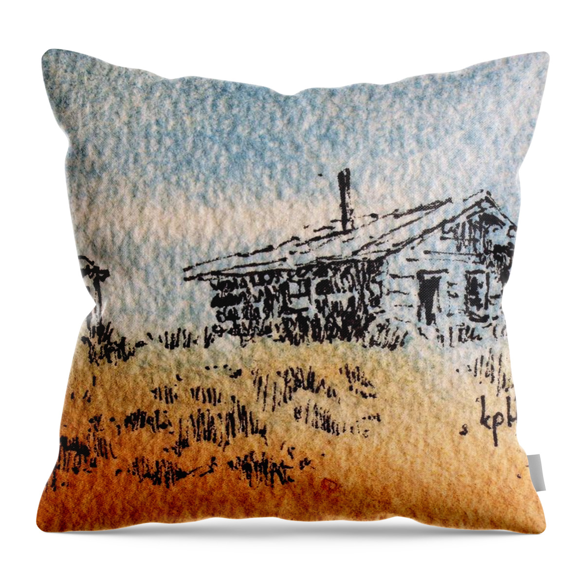Cabin Throw Pillow featuring the mixed media Old Cabin by Kevin Heaney