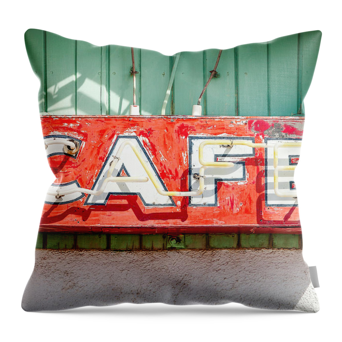 Cafe Throw Pillow featuring the photograph Old Cafe Sign by Todd Klassy