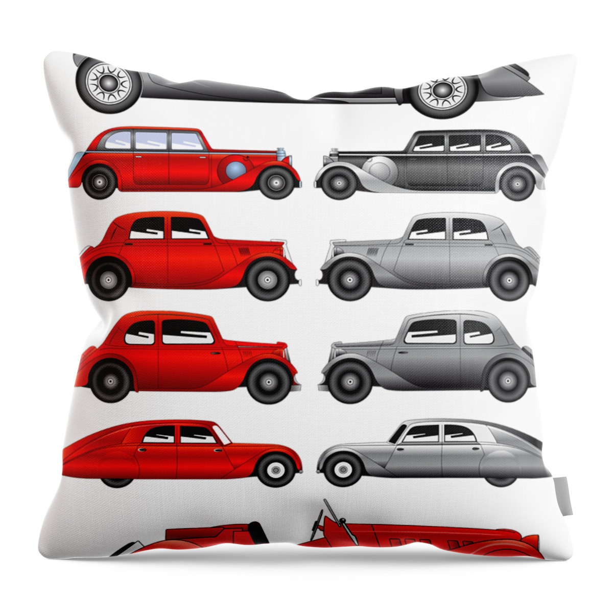 Car Throw Pillow featuring the digital art Old Cars by Michal Boubin