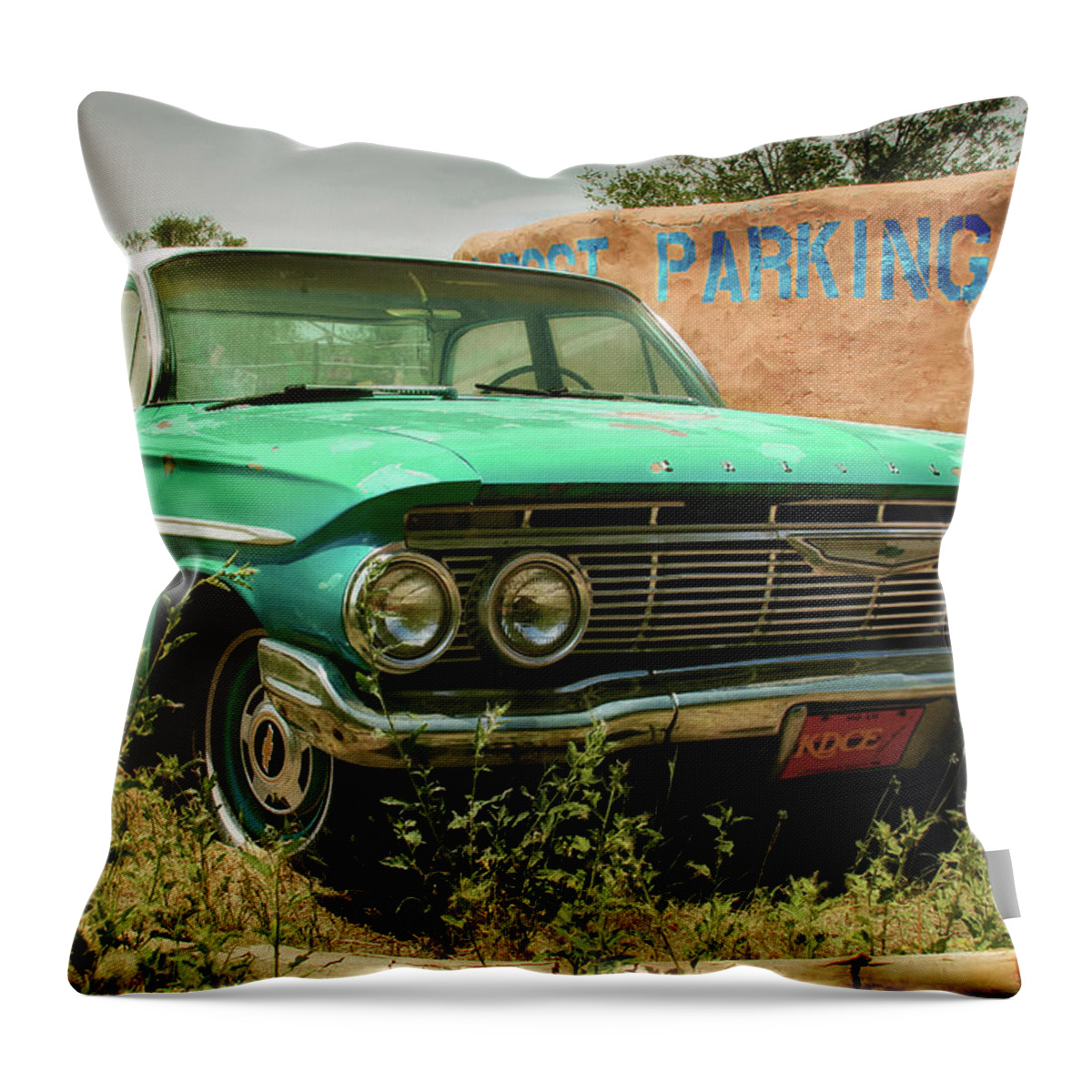 Chevrolet Throw Pillow featuring the photograph Old Chevy in Cerillo by Micah Offman