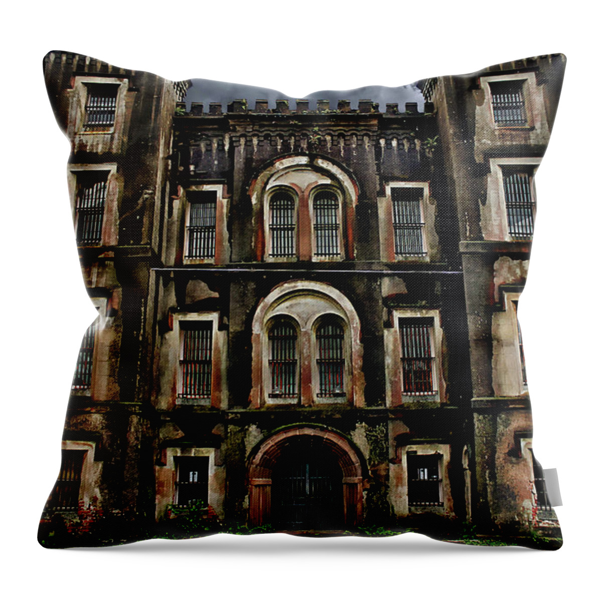 Old City Jail Throw Pillow featuring the photograph Old City Jail by Jessica Brawley