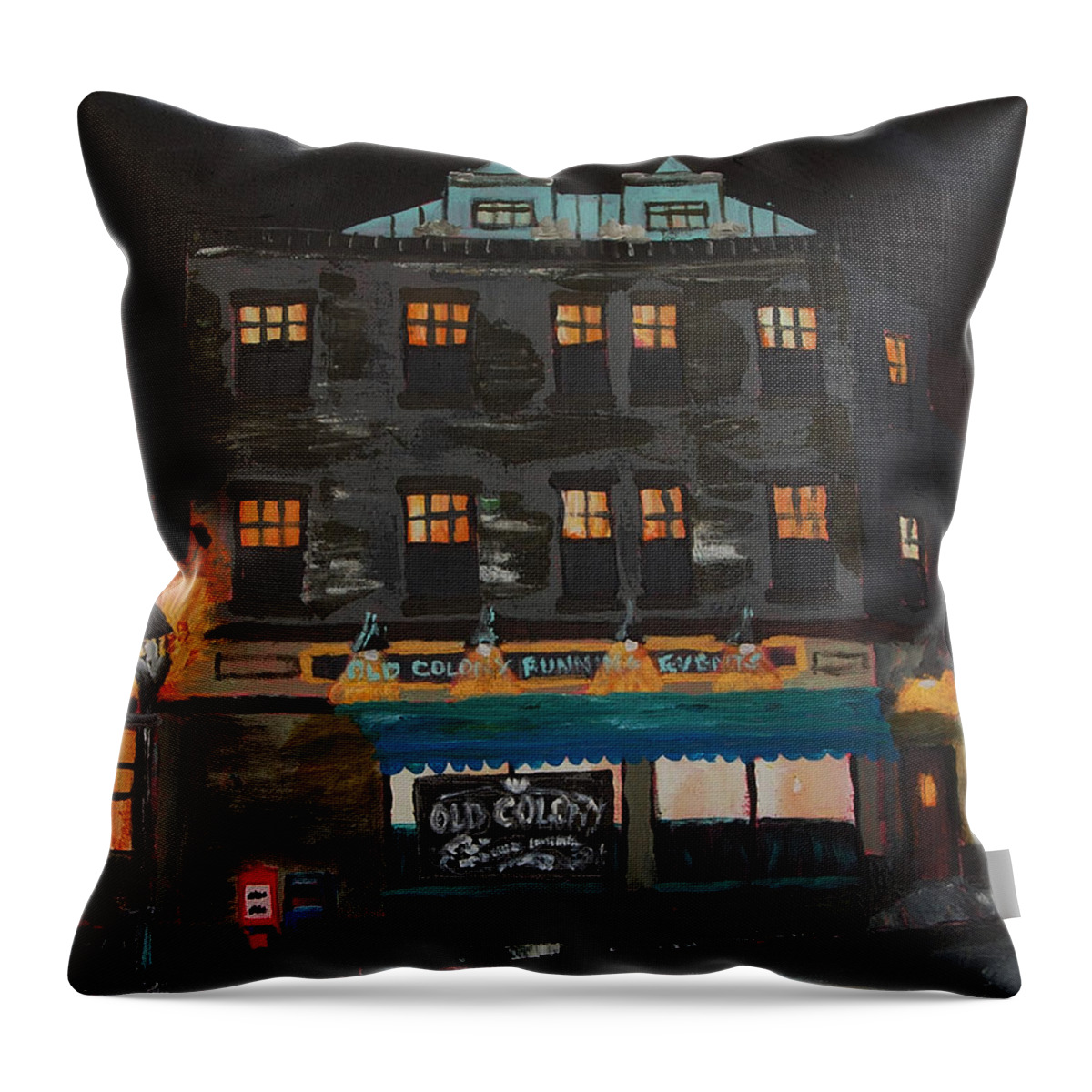  Throw Pillow featuring the painting Old Colony Running Events by Francois Lamothe