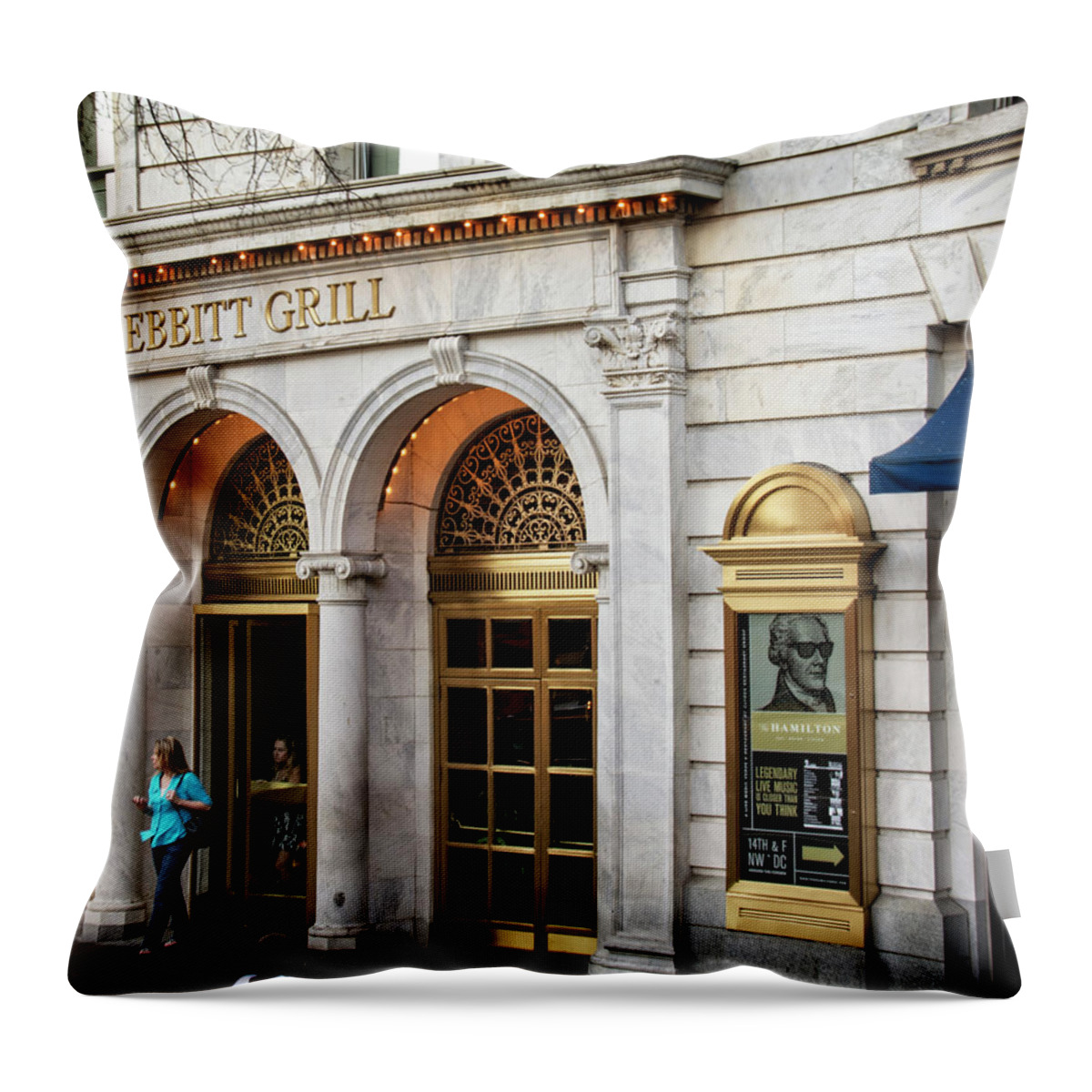 Washington Dc Throw Pillow featuring the photograph Old Ebbitt Grill by Greg and Chrystal Mimbs