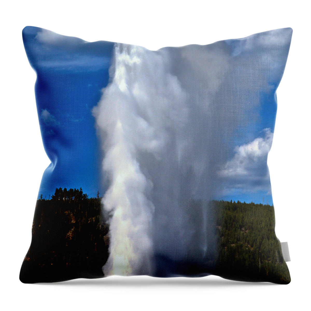 Old Faithful Throw Pillow featuring the photograph Old Faithful September Eruption by Adam Jewell