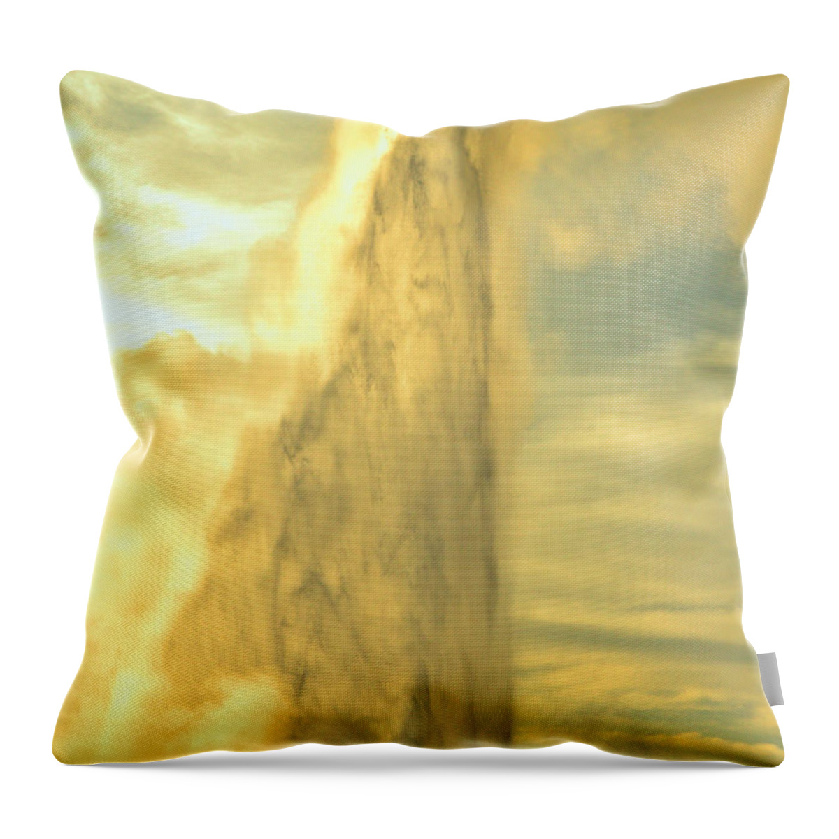Old Faithful Throw Pillow featuring the photograph Old Faithful Spring Sunset Eruption by Adam Jewell