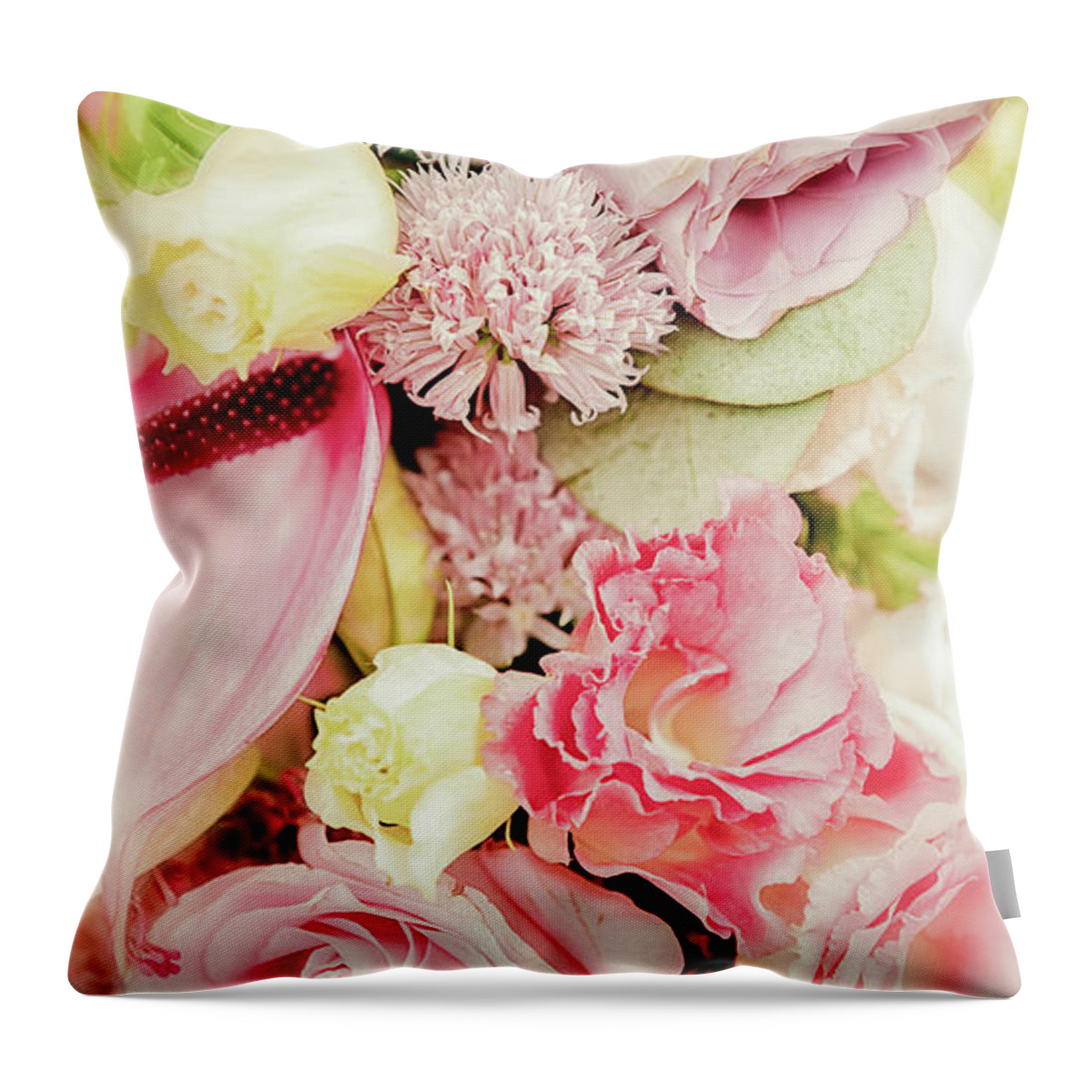 Flower Throw Pillow featuring the photograph Old fashioned flower arrangement vertical by Simon Bratt