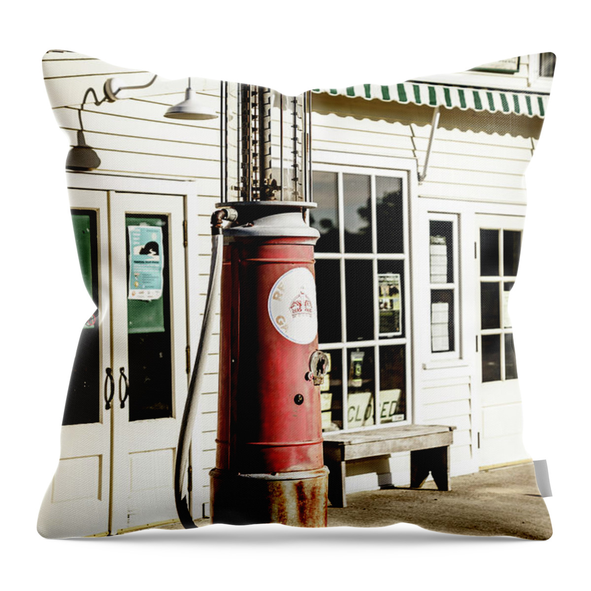 America Throw Pillow featuring the photograph Old fuel pump by Alexey Stiop
