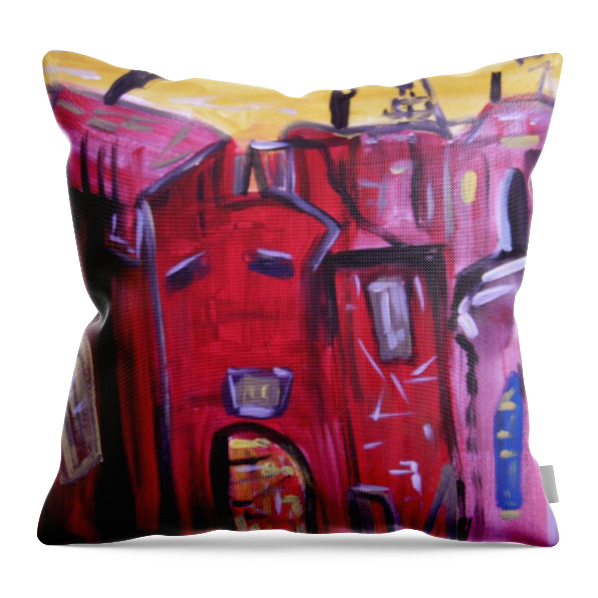 Steel Throw Pillow featuring the painting Old Giant of Industry by Mary Carol Williams